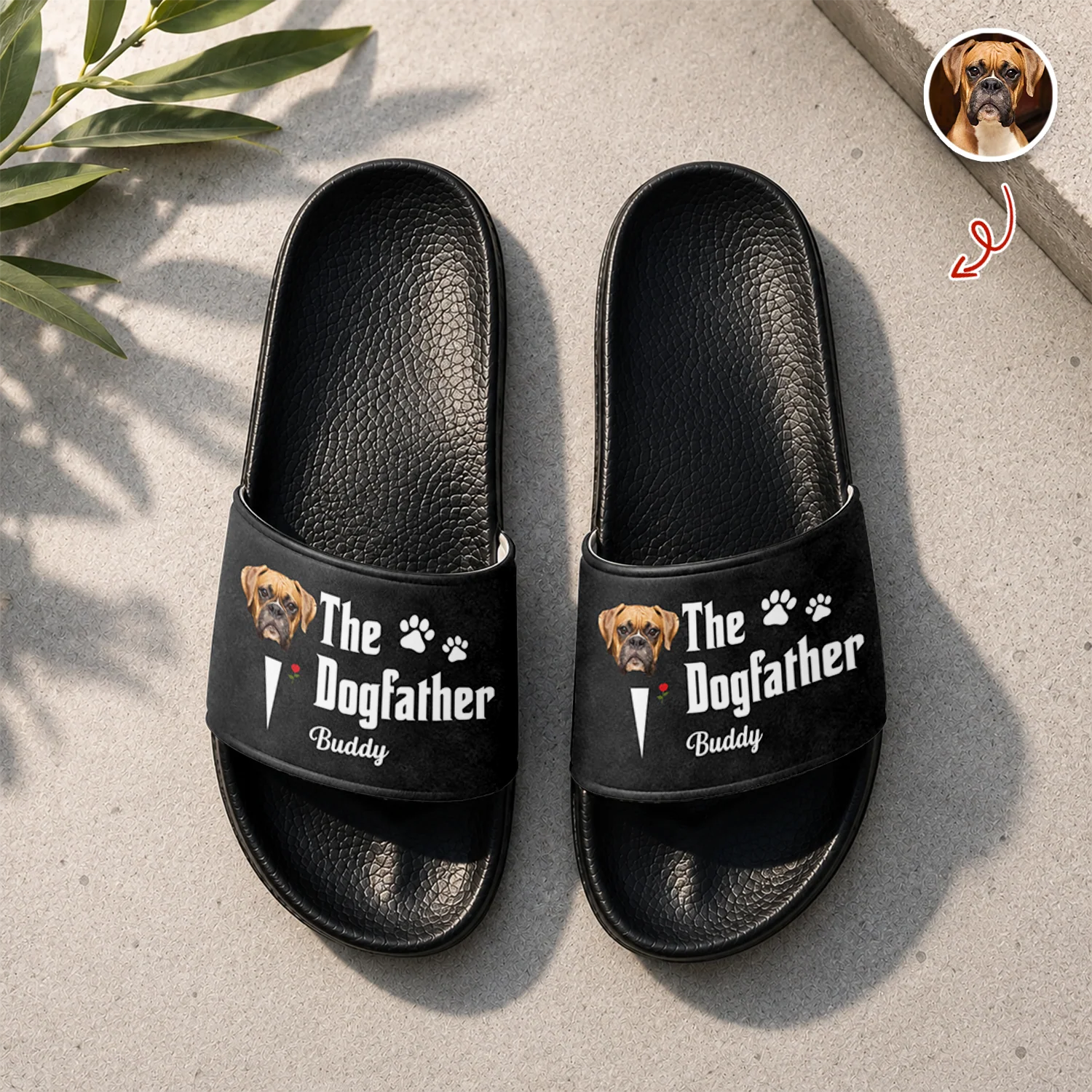 Custom Photo The Dog Father Funny Dog Dad Gift Slide Sandals - Gift For Dog Dad, Dog Lovers HO82 902594 - Image 3