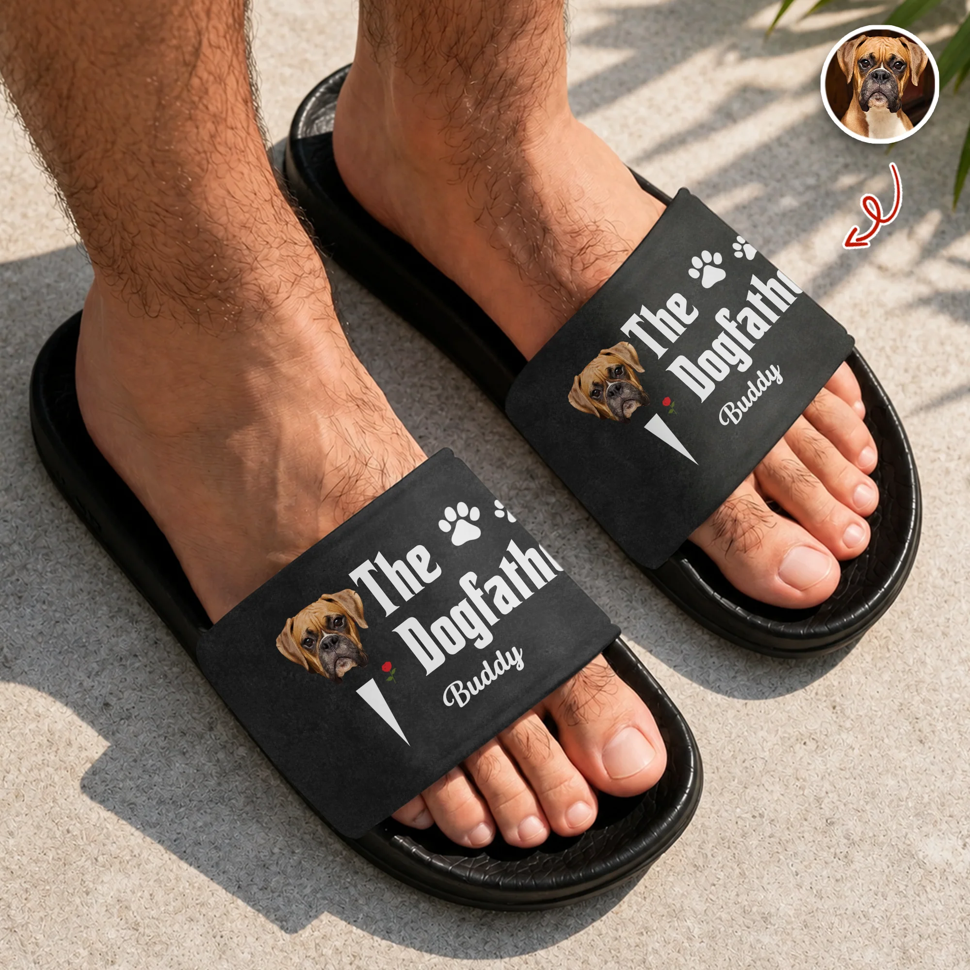 Custom Photo The Dog Father Funny Dog Dad Gift Slide Sandals - Gift For Dog Dad, Dog Lovers HO82 902594 - Image 4