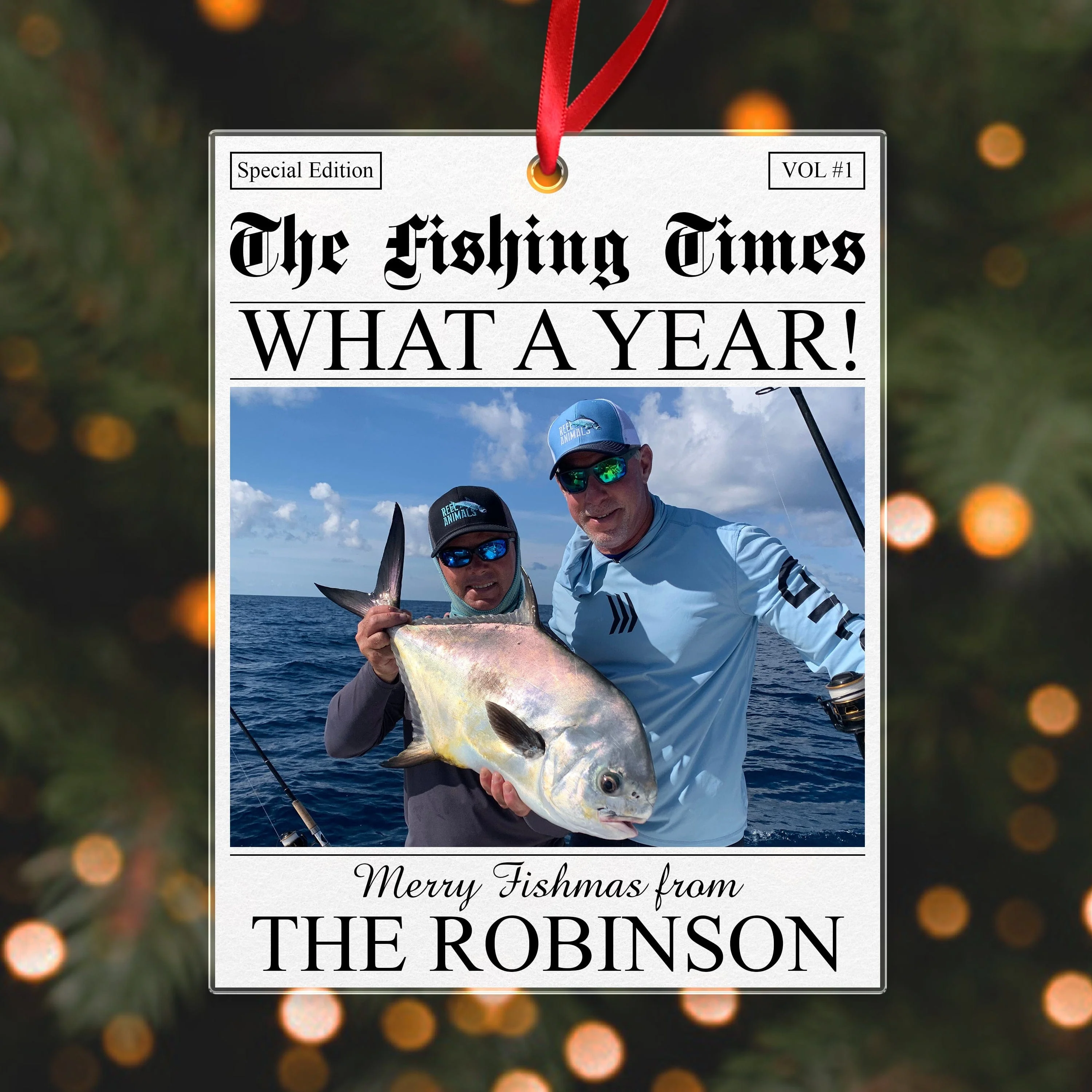 Custom Photo The Fishing Times Newspaper Best Catch Of The Year Acrylic Ornament HO82 N304 893314