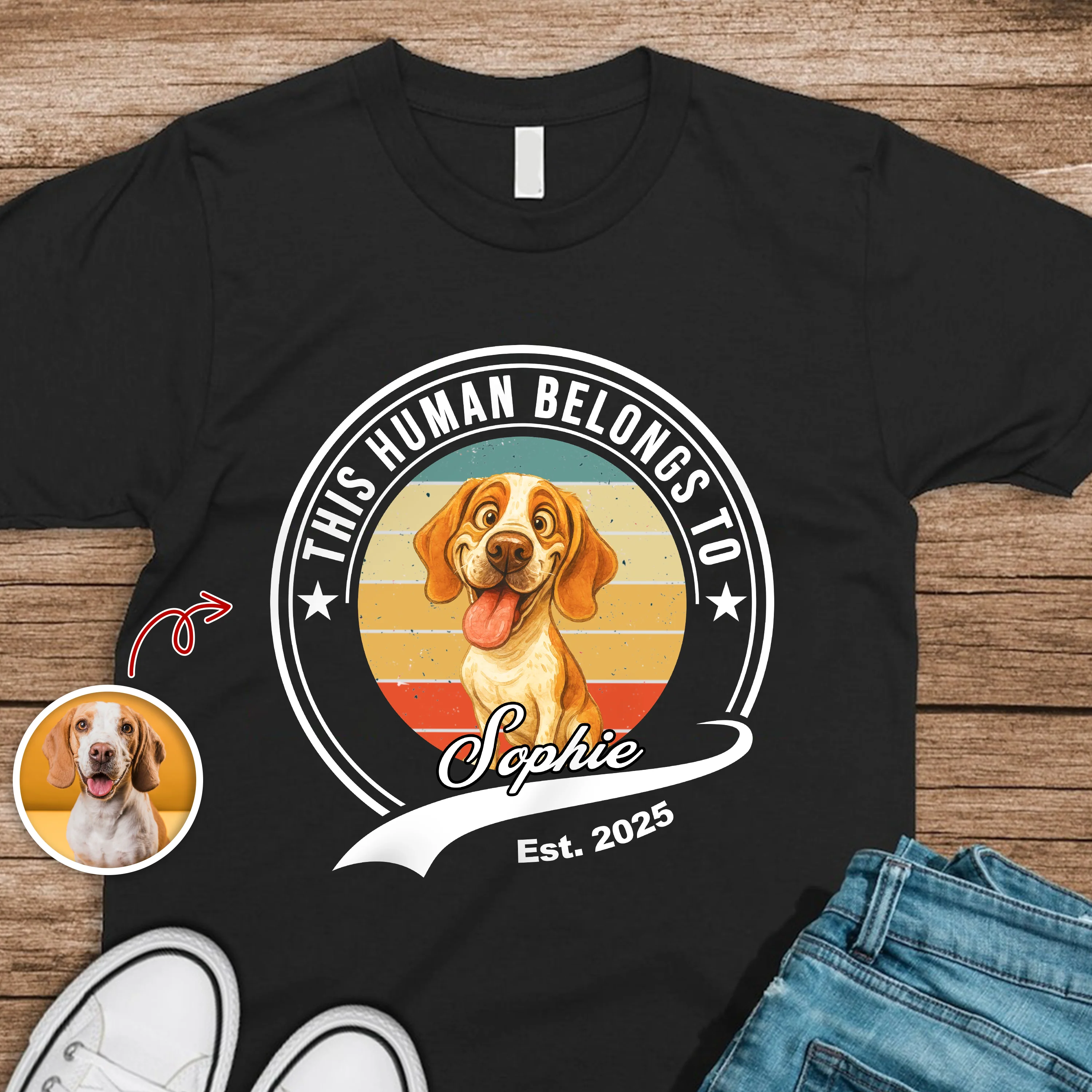 Custom Photo This Human Belongs To Dog Cat With Funny Caricature Style Dark Shirt HO82 894504 - Image 6