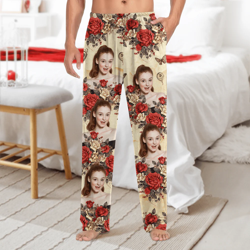 Custom Photo Vintage Butterfly Roses Couple Pajamas Gift For Valentine's Day HO82 893382 - Image 7