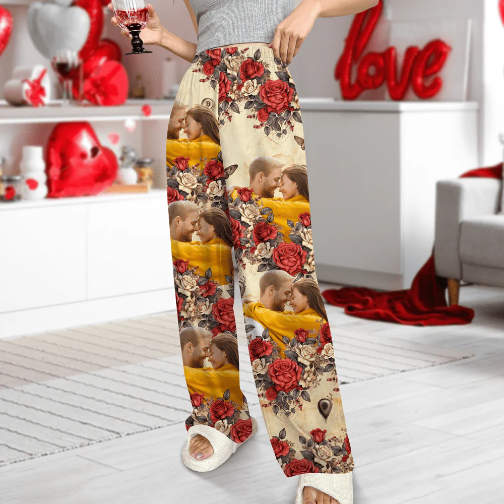 Custom Photo Vintage Butterfly Roses Couple Pajamas Gift For Valentine's Day HO82 893382 - Image 9