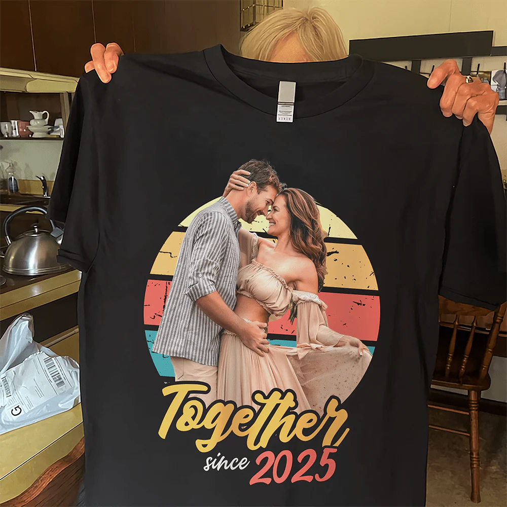 Custom Photo Vintage Girlfriend Boyfriend Vintage Birthday Valentine Gift Couple Dark Shirt HO82 893392 - Image 3