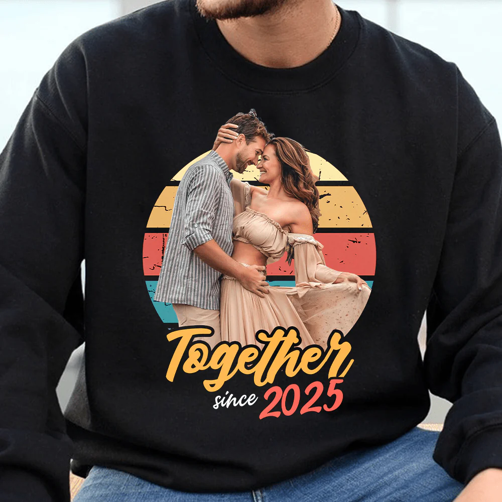 Custom Photo Vintage Girlfriend Boyfriend Vintage Birthday Valentine Gift Couple Dark Shirt HO82 893392 - Image 4