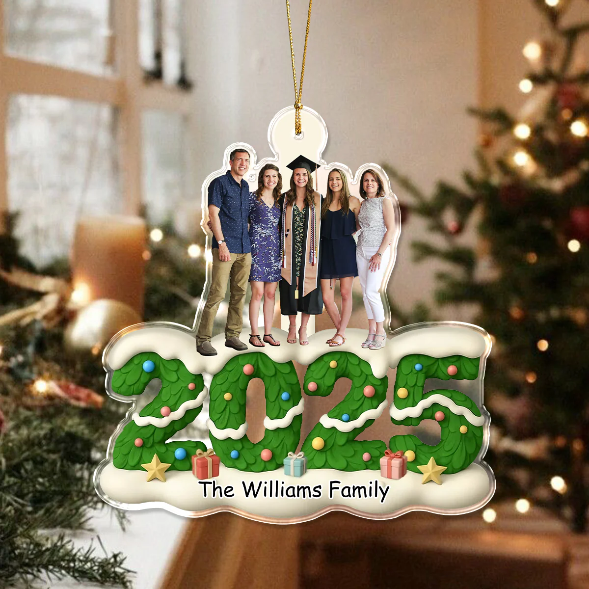 Custom Photo Green Christmas Tree Family Acrylic Ornament Gift For Mom, Dad, Brother, Sister, Kids HO82 900212 - Image 6