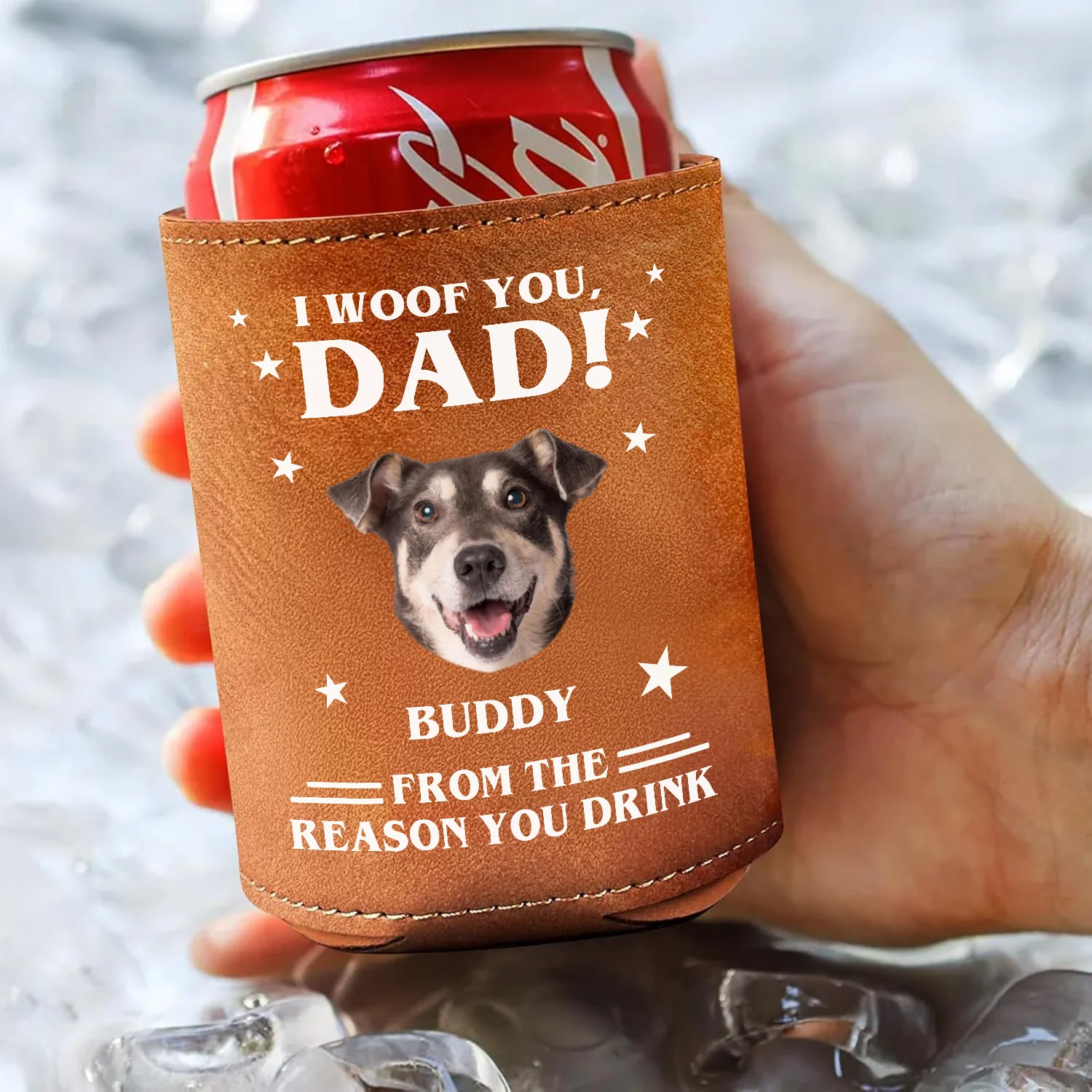 Custom Photo We Woof You Dog Leather Can Cooler Holder HO82 894090 - Image 4