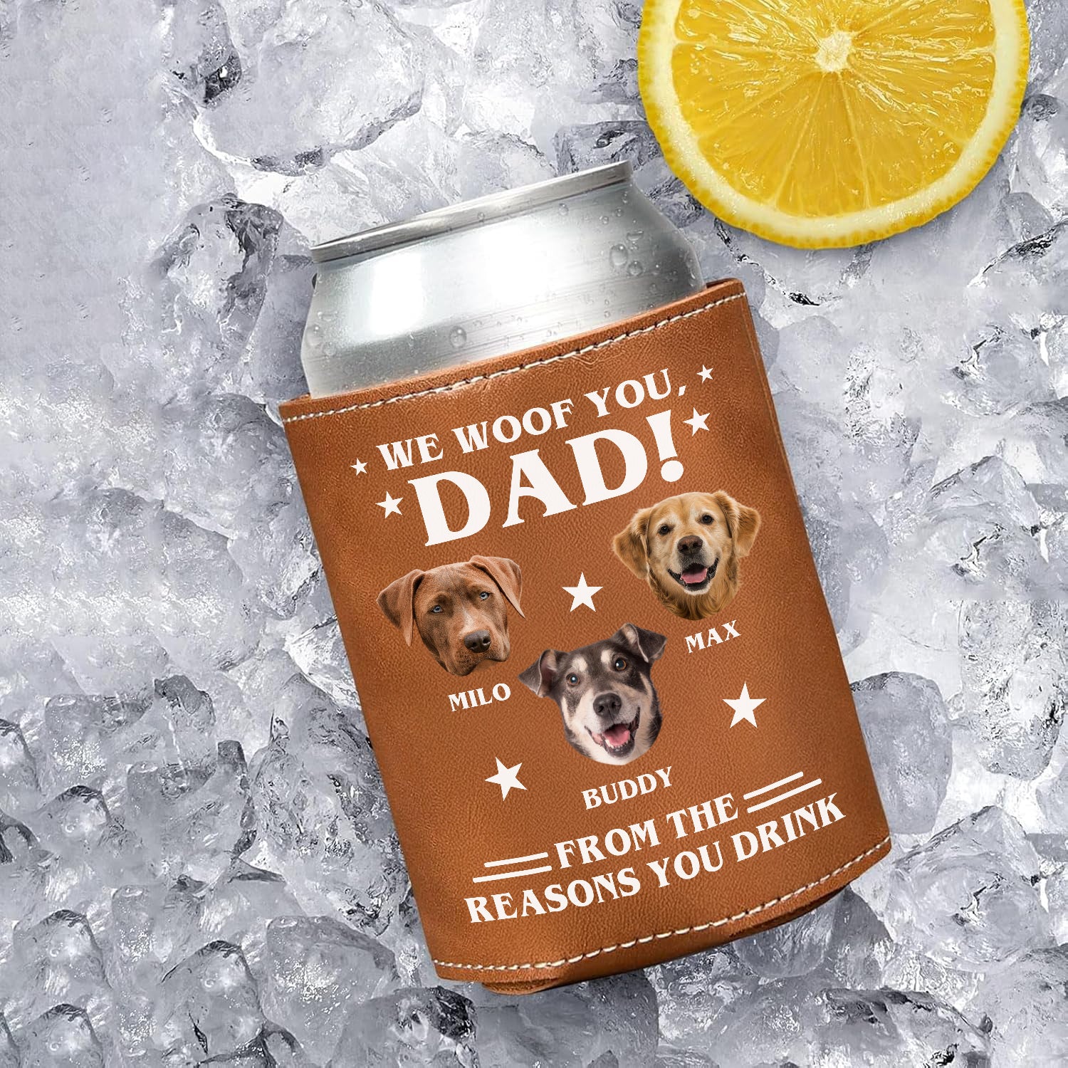 Custom Photo We Woof You Dog Leather Can Cooler Holder HO82 894090 - Image 8