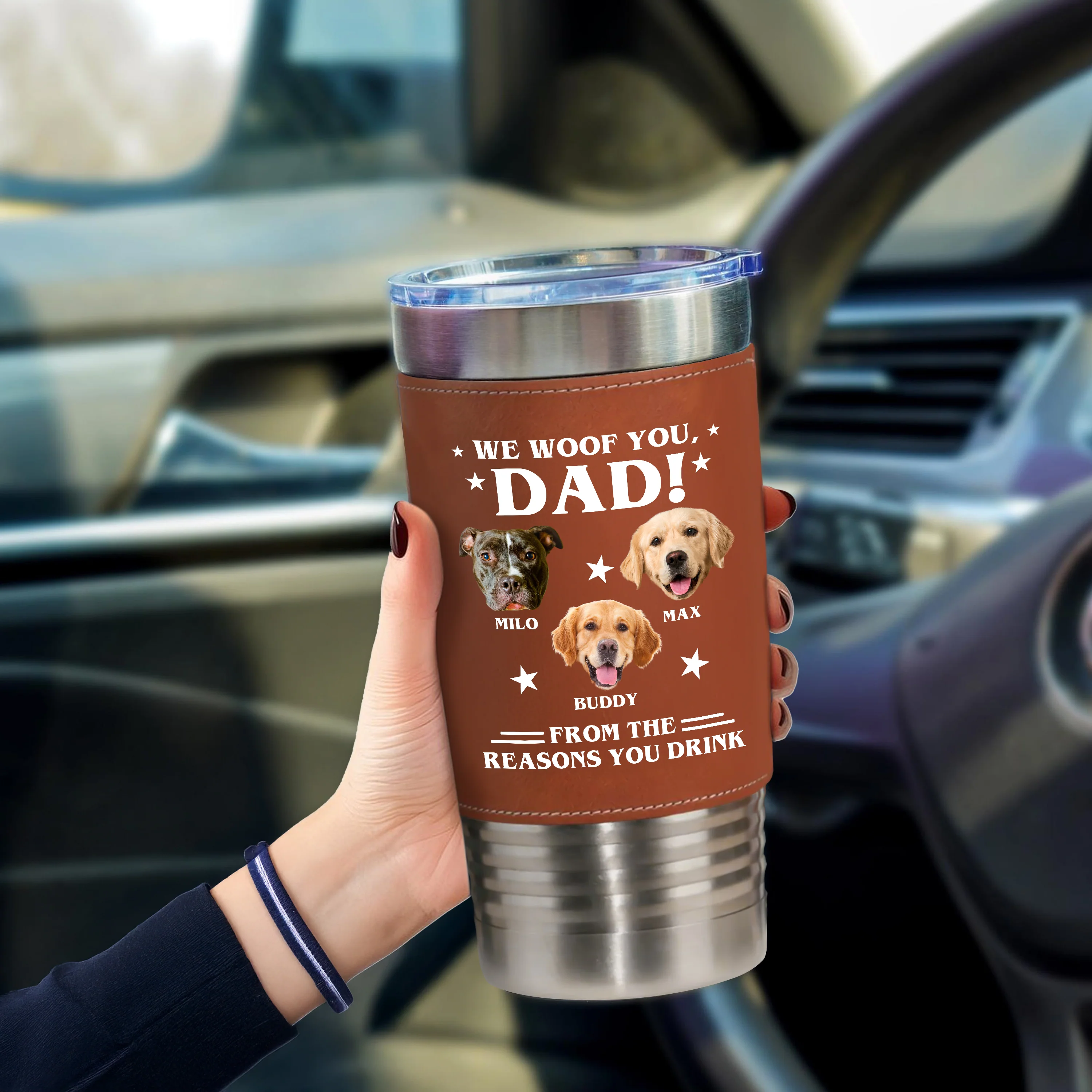 Custom Photo We Woof You - Dog Tumbler Gift For Dad For Dog Dad HO82 894118 - Image 2