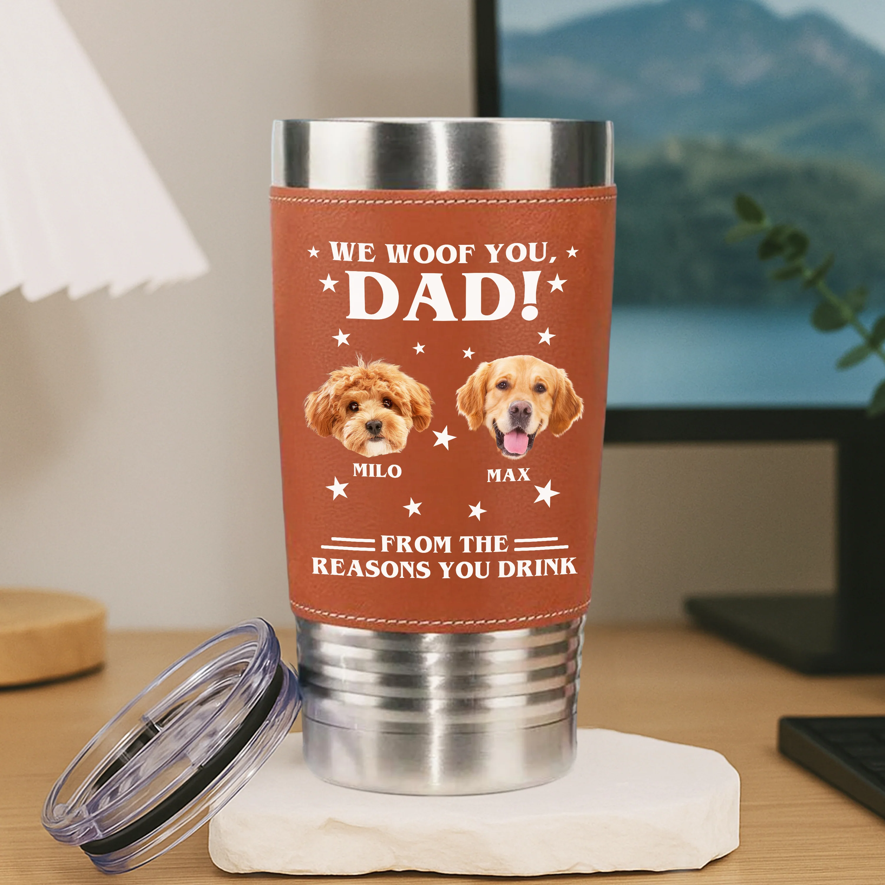 Custom Photo We Woof You - Dog Tumbler Gift For Dad For Dog Dad HO82 894118 - Image 4