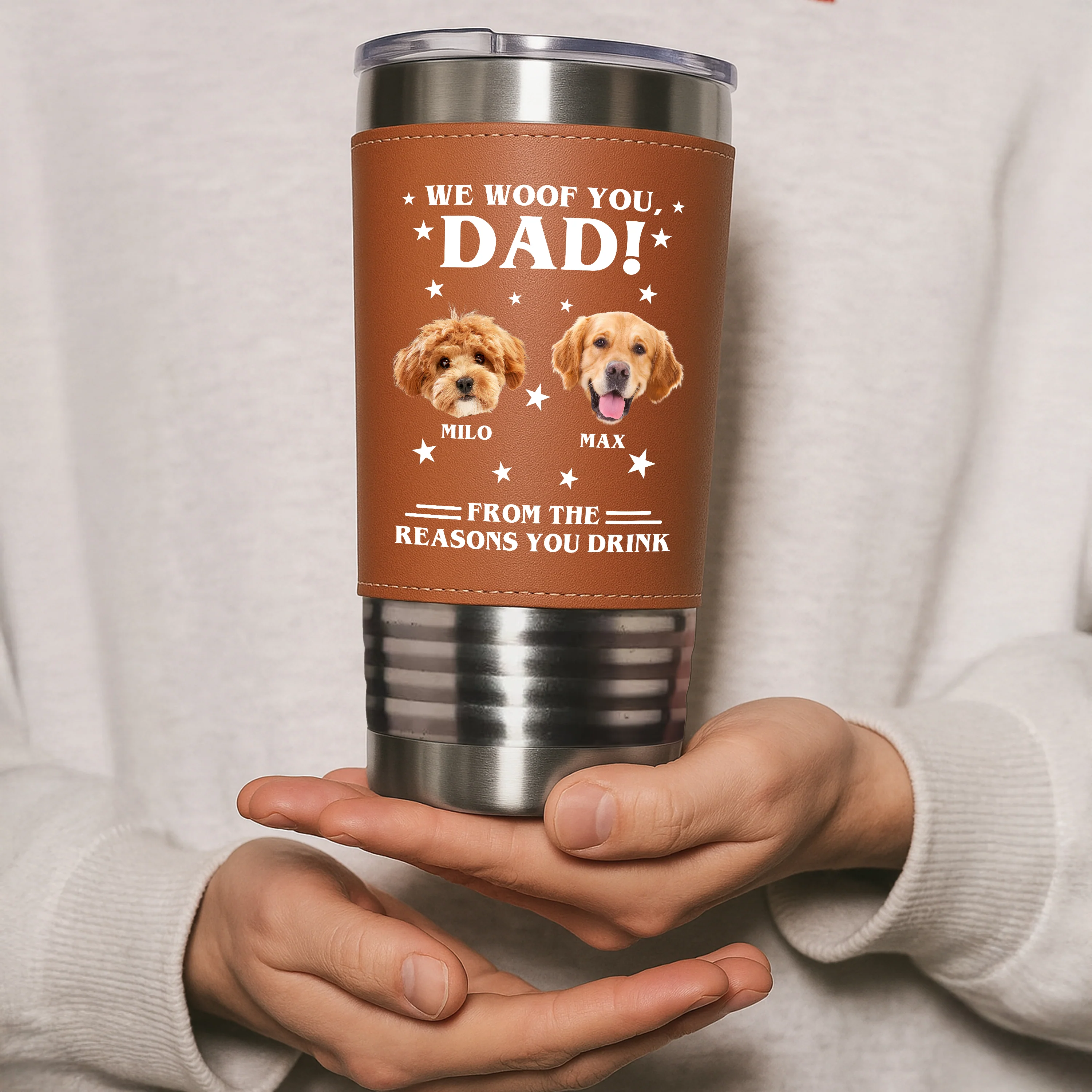 Custom Photo We Woof You - Dog Tumbler Gift For Dad For Dog Dad HO82 894118 - Image 5