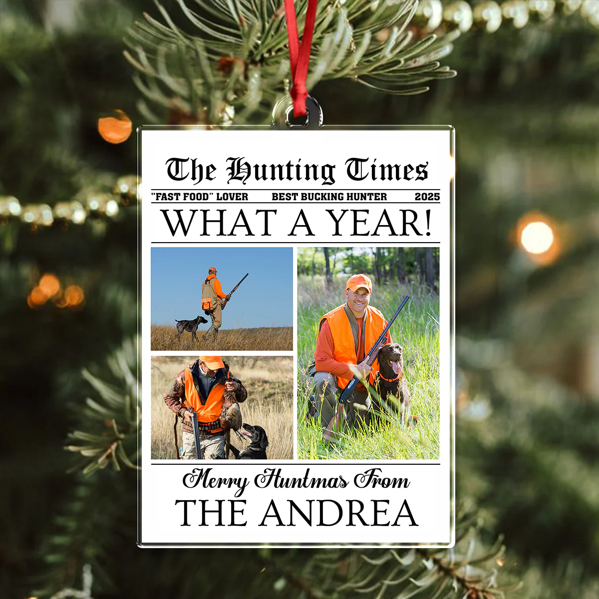 Custom Photo What A Year Acrylic Ornament Christmas Gift For Hunting Lovers HO82 894686 - Image 2