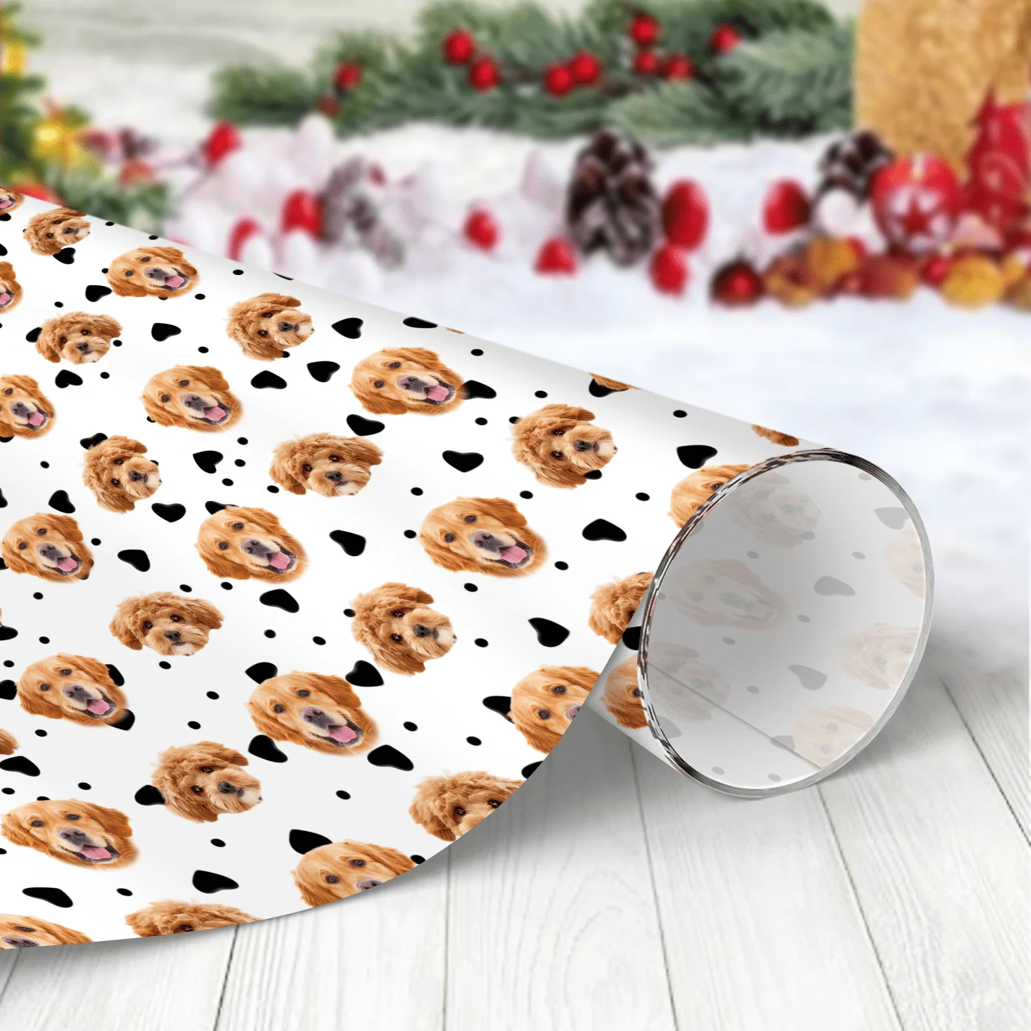 Custom Photo With Christmas Pattern Dog Cat Wrapping Paper HO82 893324 - Image 3