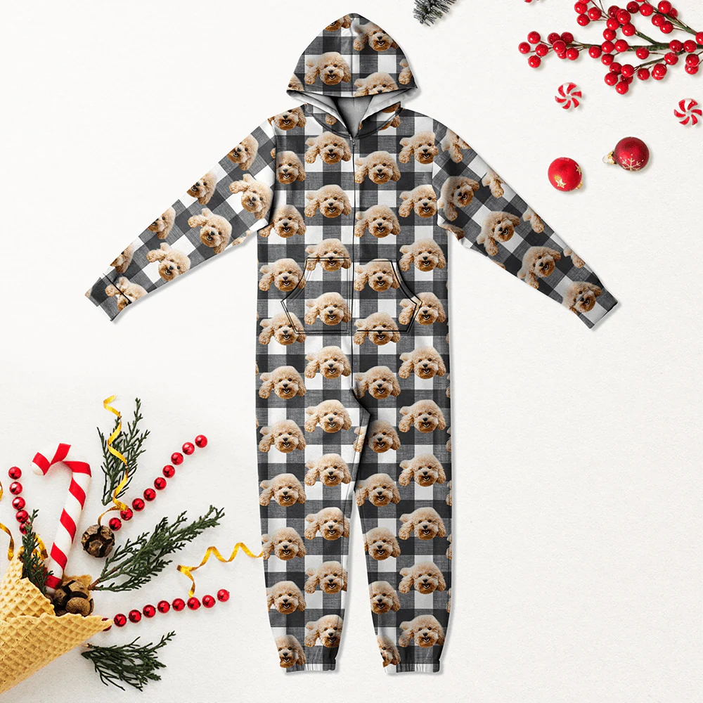 Custom Photo With Christmas Pattern Onesie Pajamas For Dog Lovers HO82 893220 - Image 4