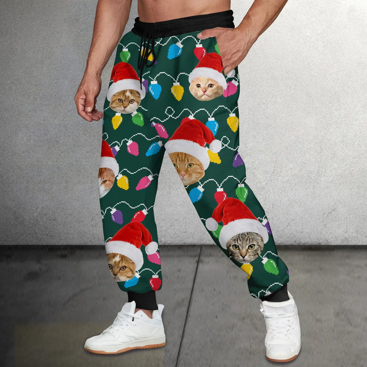 Custom Photo With Colorful Christmas Lights For Cat Lovers Sweatpants N304 889922 - Image 4