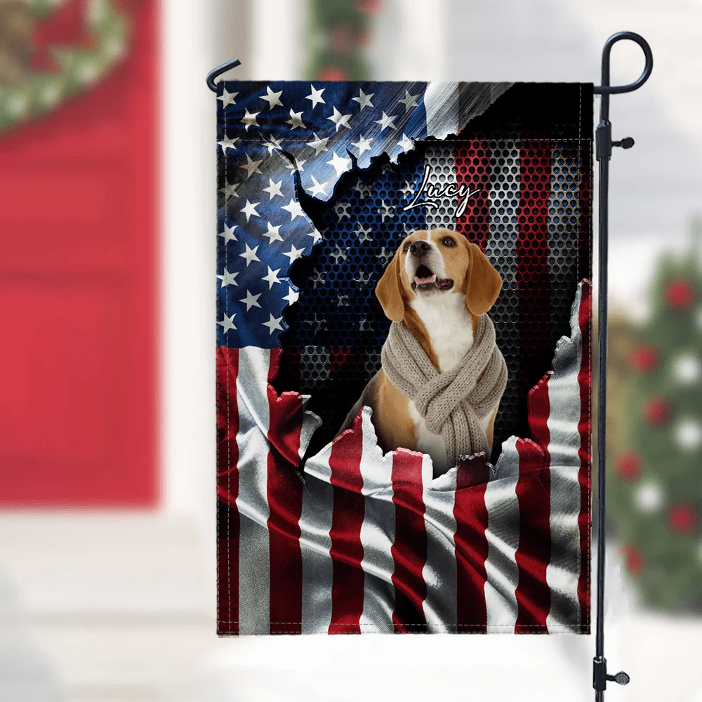 Custom Photo With Flag US Background Dog Garden Flag T286 889954