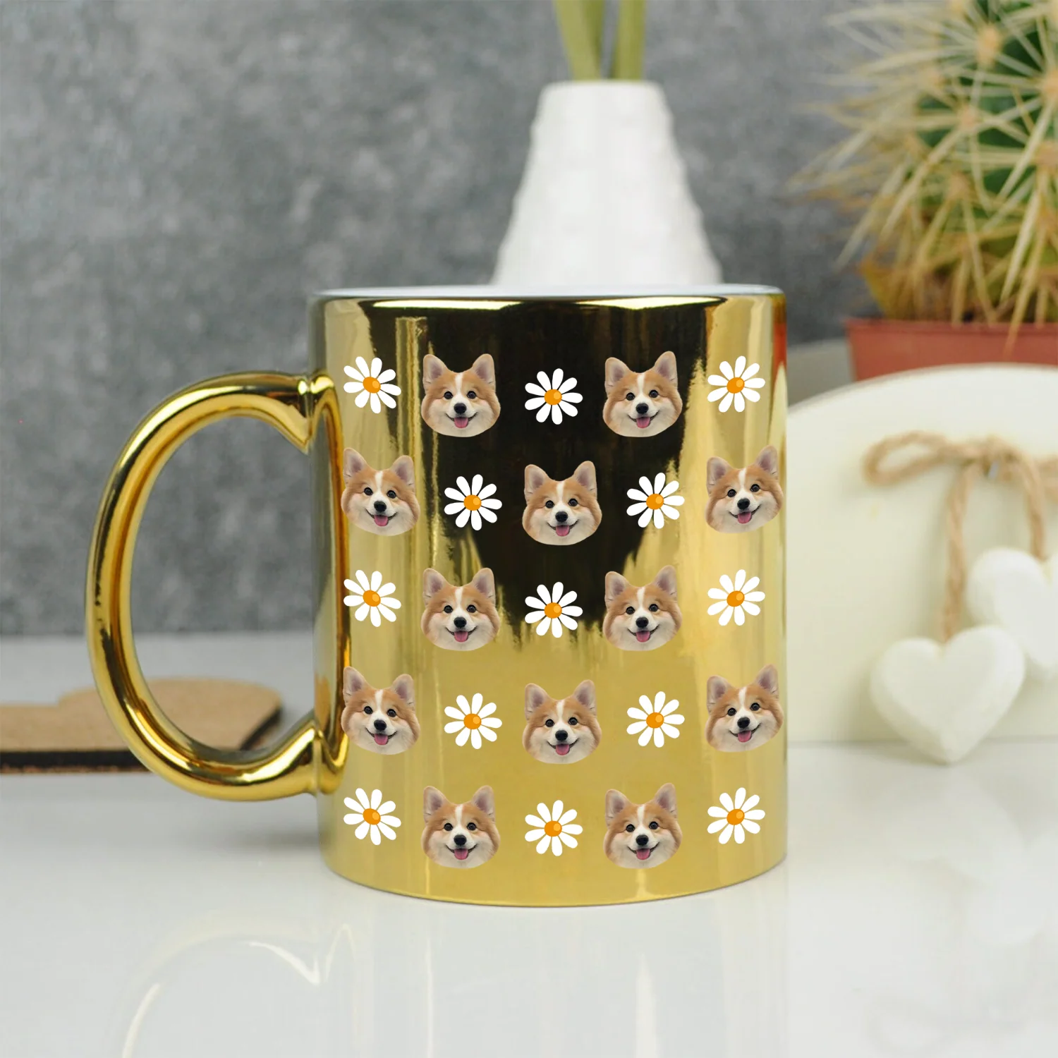 Custom Photo With Pattern Metallic Mug Gift for Dog Lovers HO82 900564 - Image 2