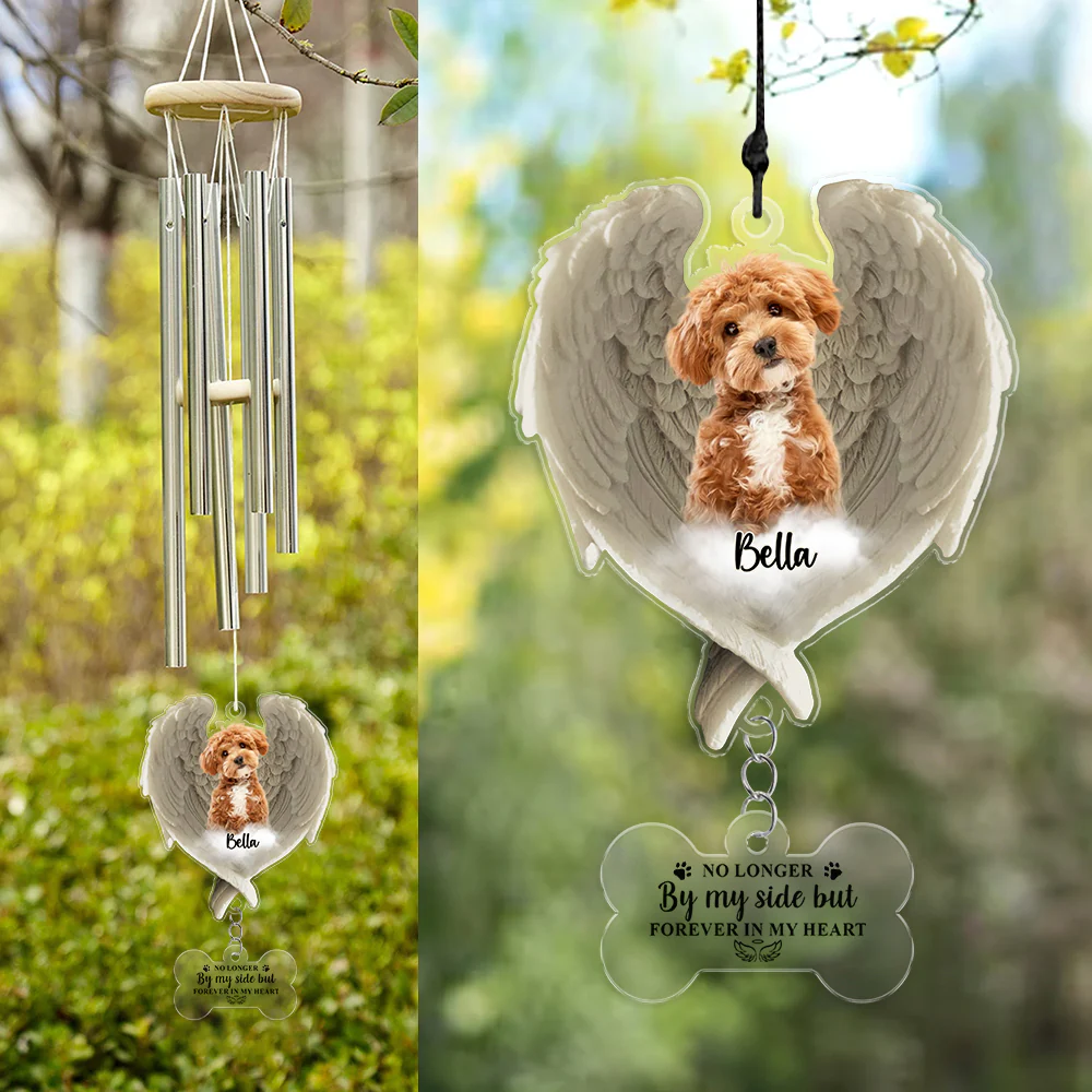 Custom Photo Within Angel Wings Memorial Dog Cat Acrylic Wind Chimes HO82 894300 - Image 2