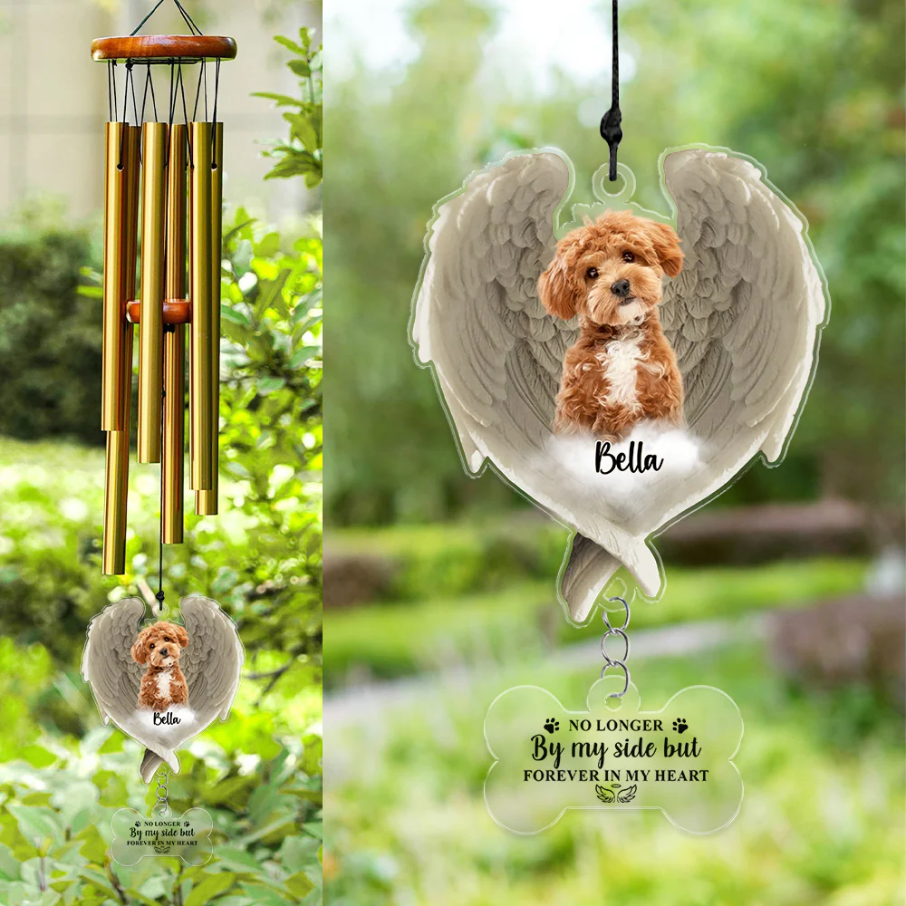 Custom Photo Within Angel Wings Memorial Dog Cat Acrylic Wind Chimes HO82 894300 - Image 4