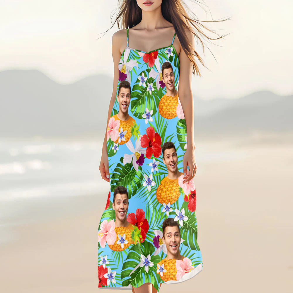 Custom Photo Women's V-Neck Cami Maxi Dress HO82 893620 - Image 2
