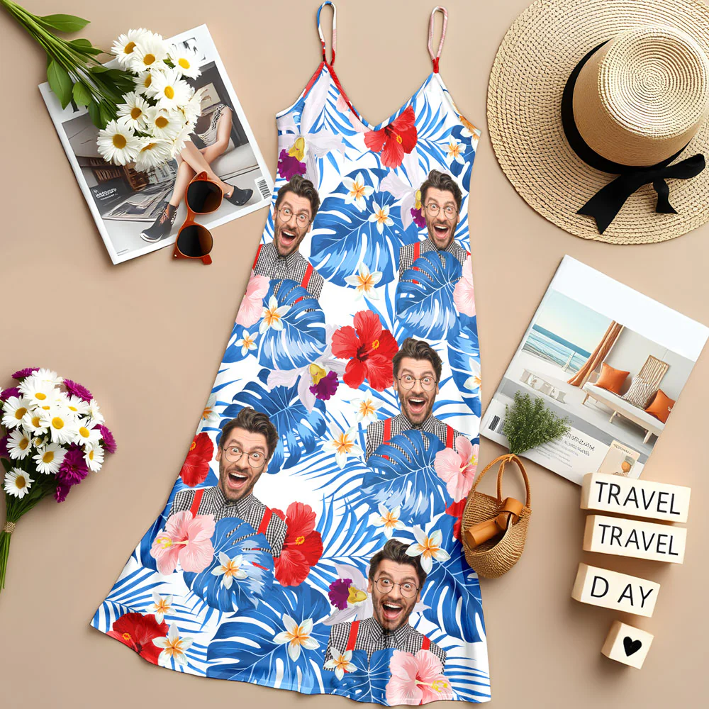 Custom Photo Women's V-Neck Cami Maxi Dress HO82 893620 - Image 4