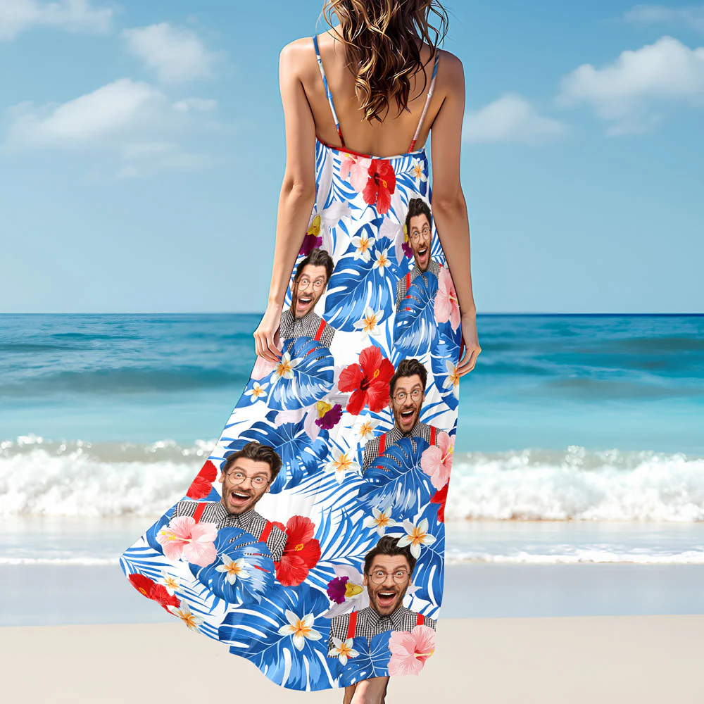 Custom Photo Women's V-Neck Cami Maxi Dress HO82 893620 - Image 5