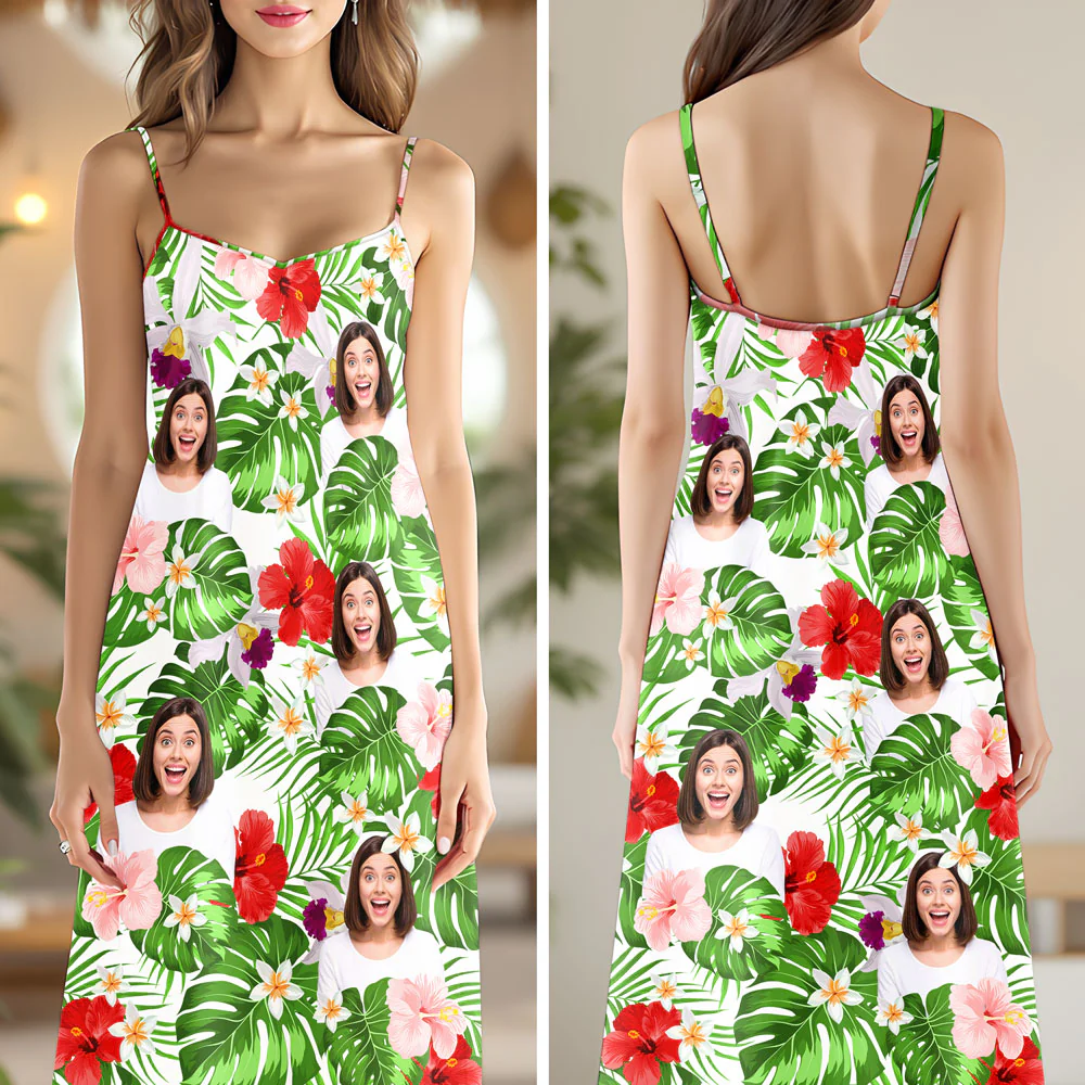 Custom Photo Women's V-Neck Cami Maxi Dress HO82 893620 - Image 6