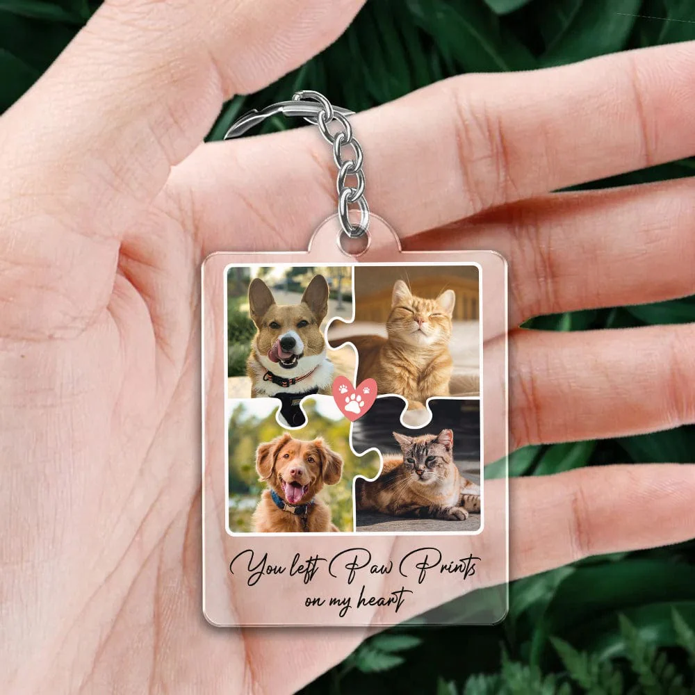 Custom Photo You Left Paw Prints On My Heart Acrylic Keychain N304 889986