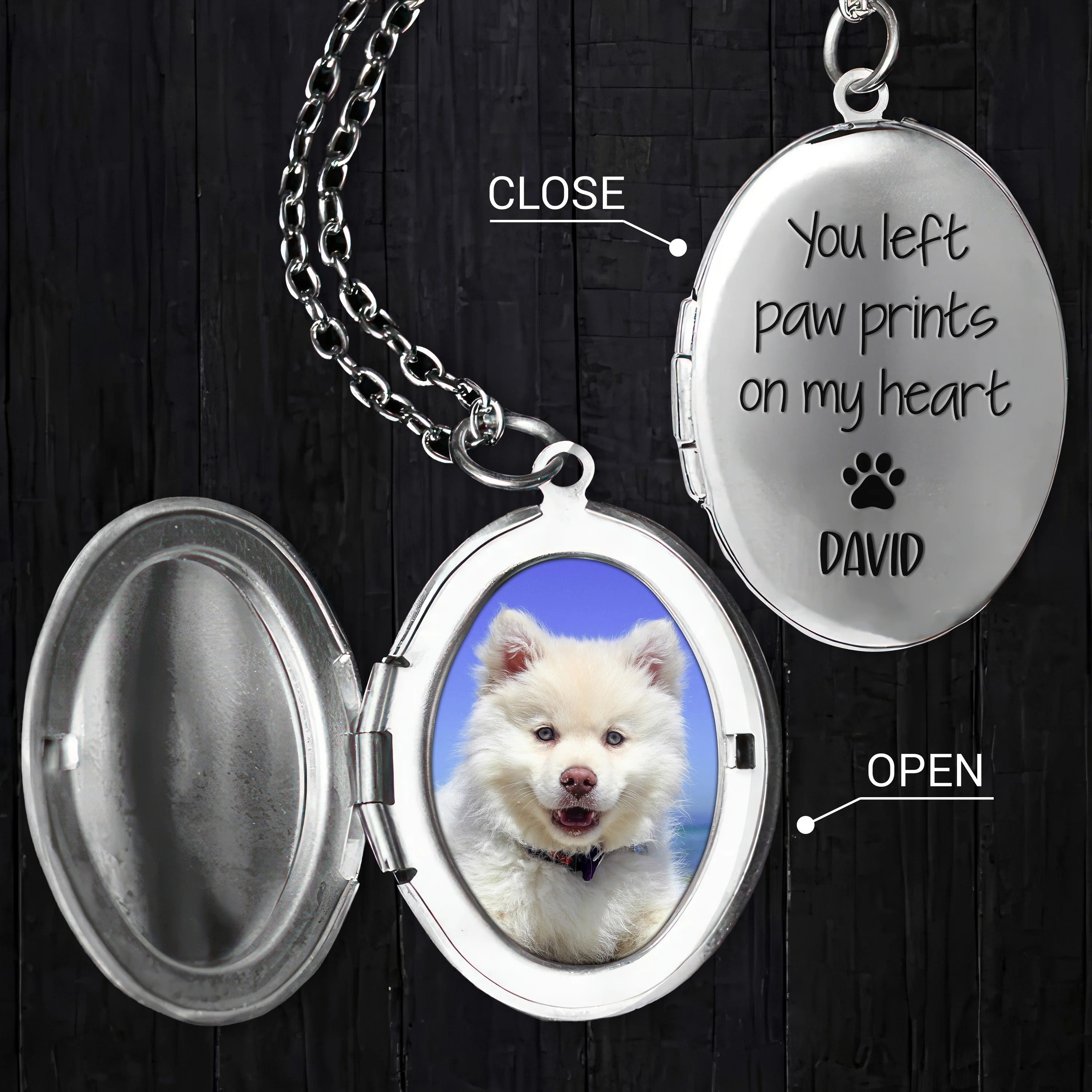 Custom Photo You Left Paw Prints On My Heart Dog Memorial Locket Necklace HO82 893674 - Image 3