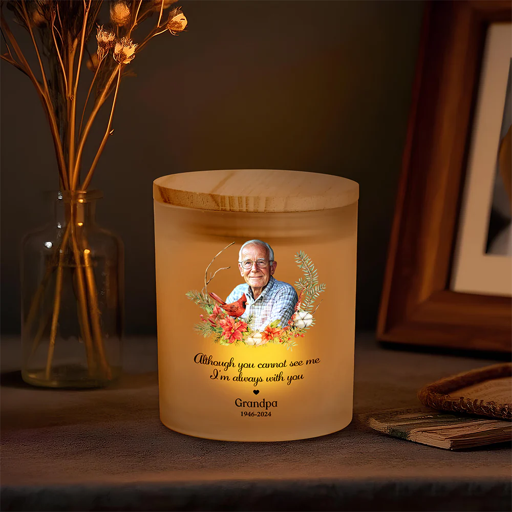 Custom Photo You Will Remain In Our Hearts Forever Memorial Glass Jar With LED Candle HO82 893824 - Image 2