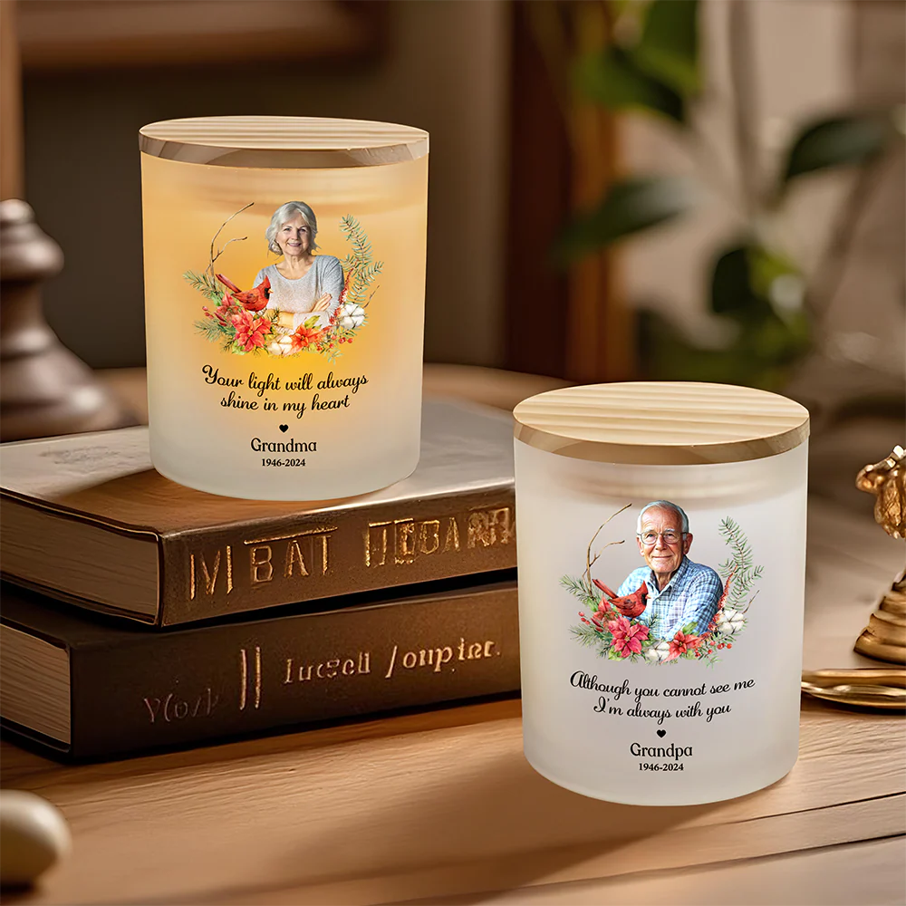 Custom Photo You Will Remain In Our Hearts Forever Memorial Glass Jar With LED Candle HO82 893824 - Image 4