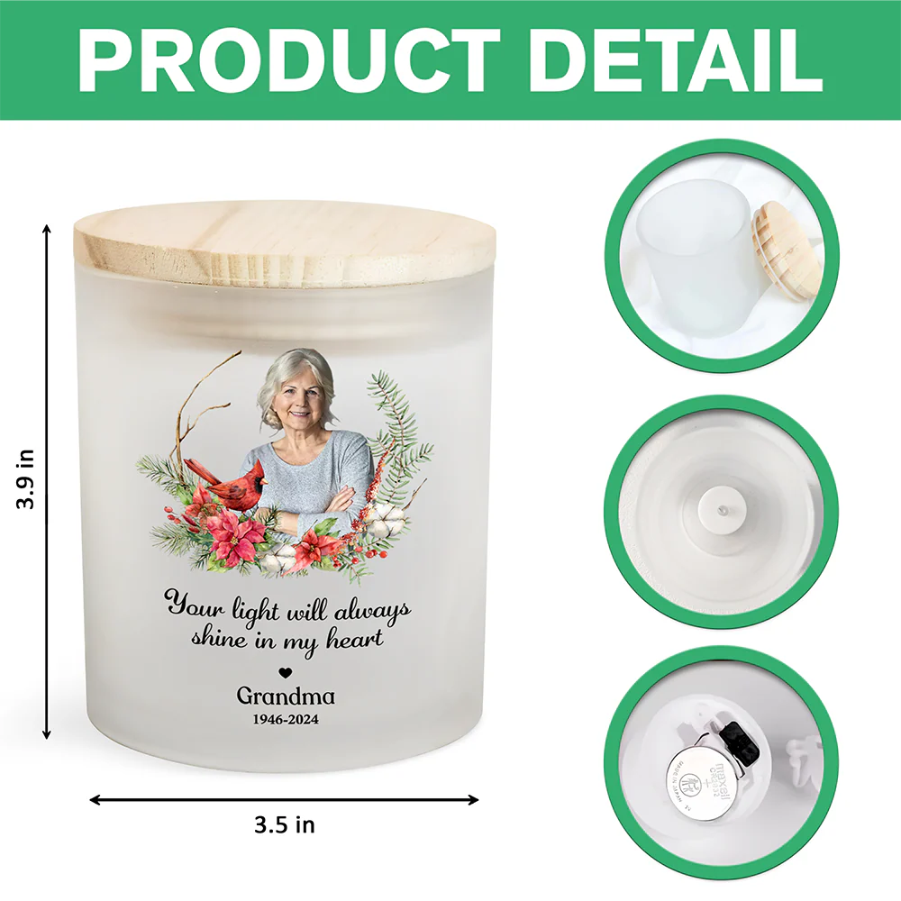 Custom Photo You Will Remain In Our Hearts Forever Memorial Glass Jar With LED Candle HO82 893824 - Image 7