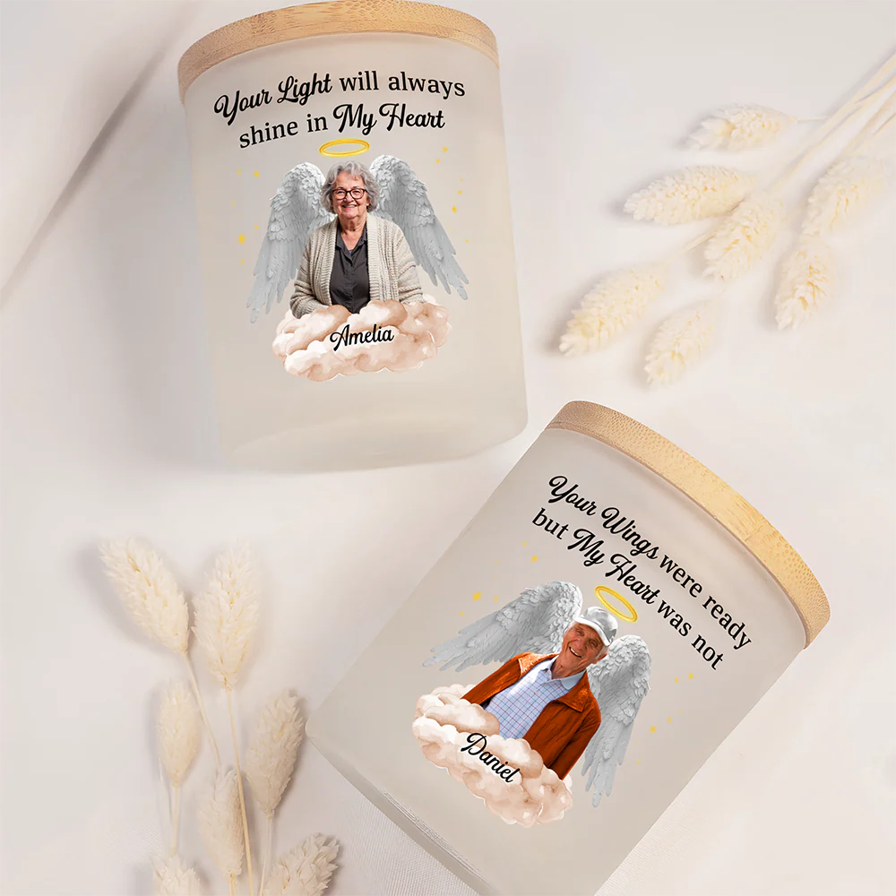 Custom Photo Your Light Will Always Shine In My Heart Memorial Glass Jar With LED Candle Sympathy Gift For Family Members HO82 893832 - Image 6