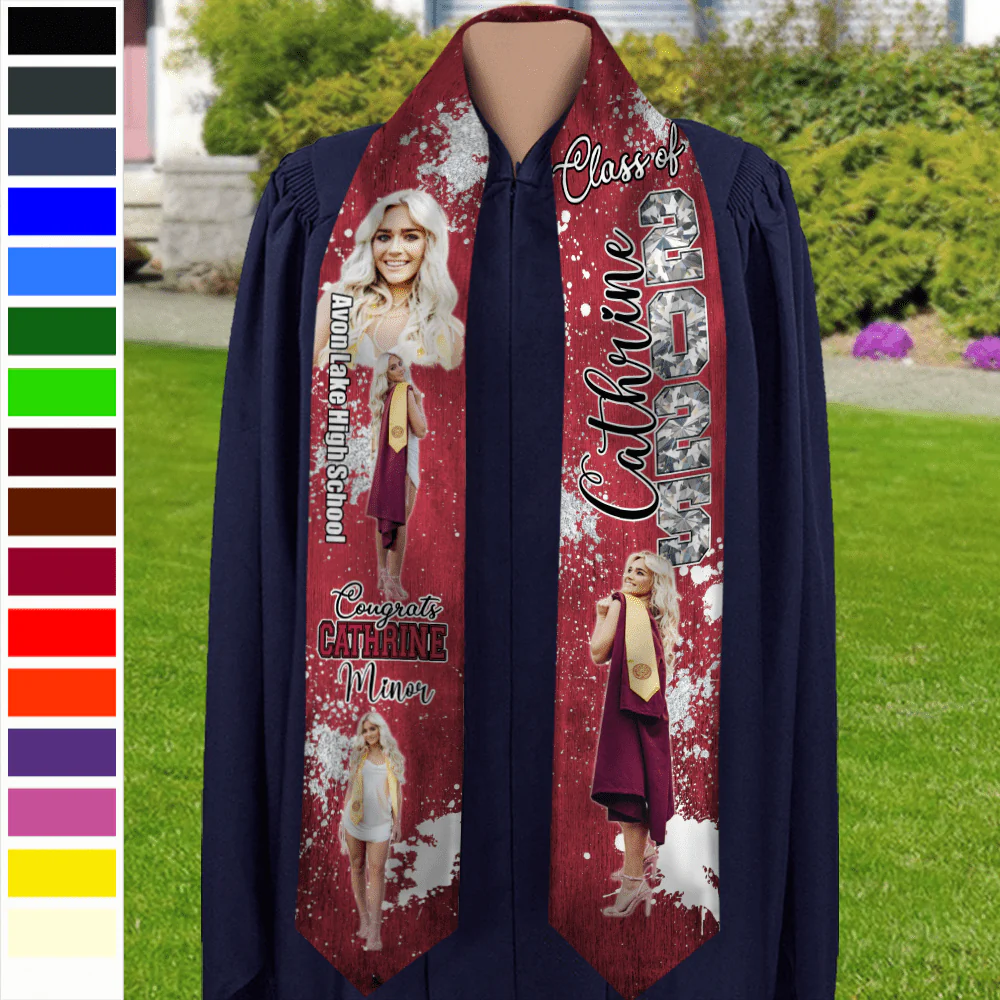 Custom Portrait Photo And Add School Name Graduation Gift Stoles N369 890224 - Image 9