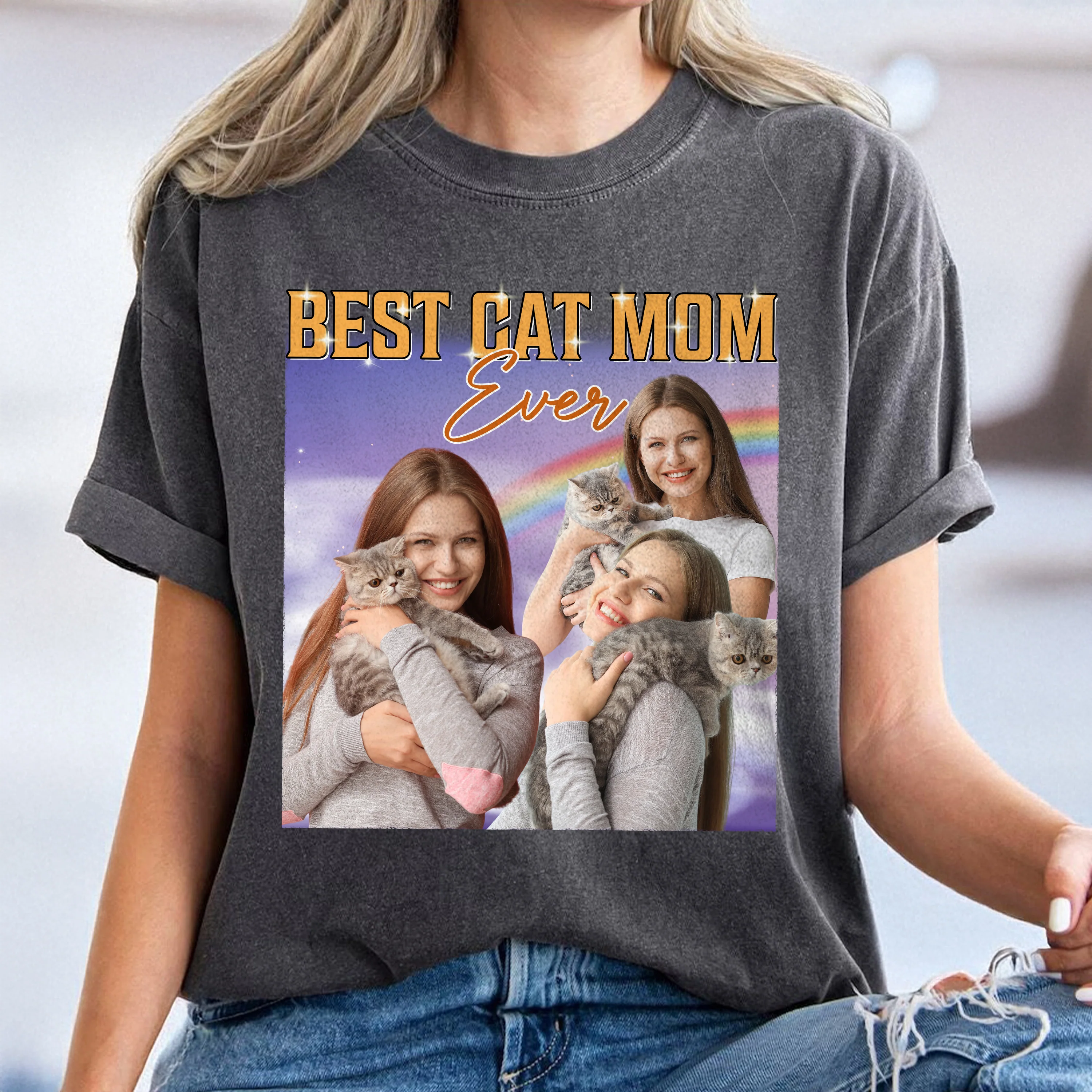 Custom Portrait Photo Cat Mom Cat Dad Vintage Style Comfort Shirt HO82 894894 - Image 3
