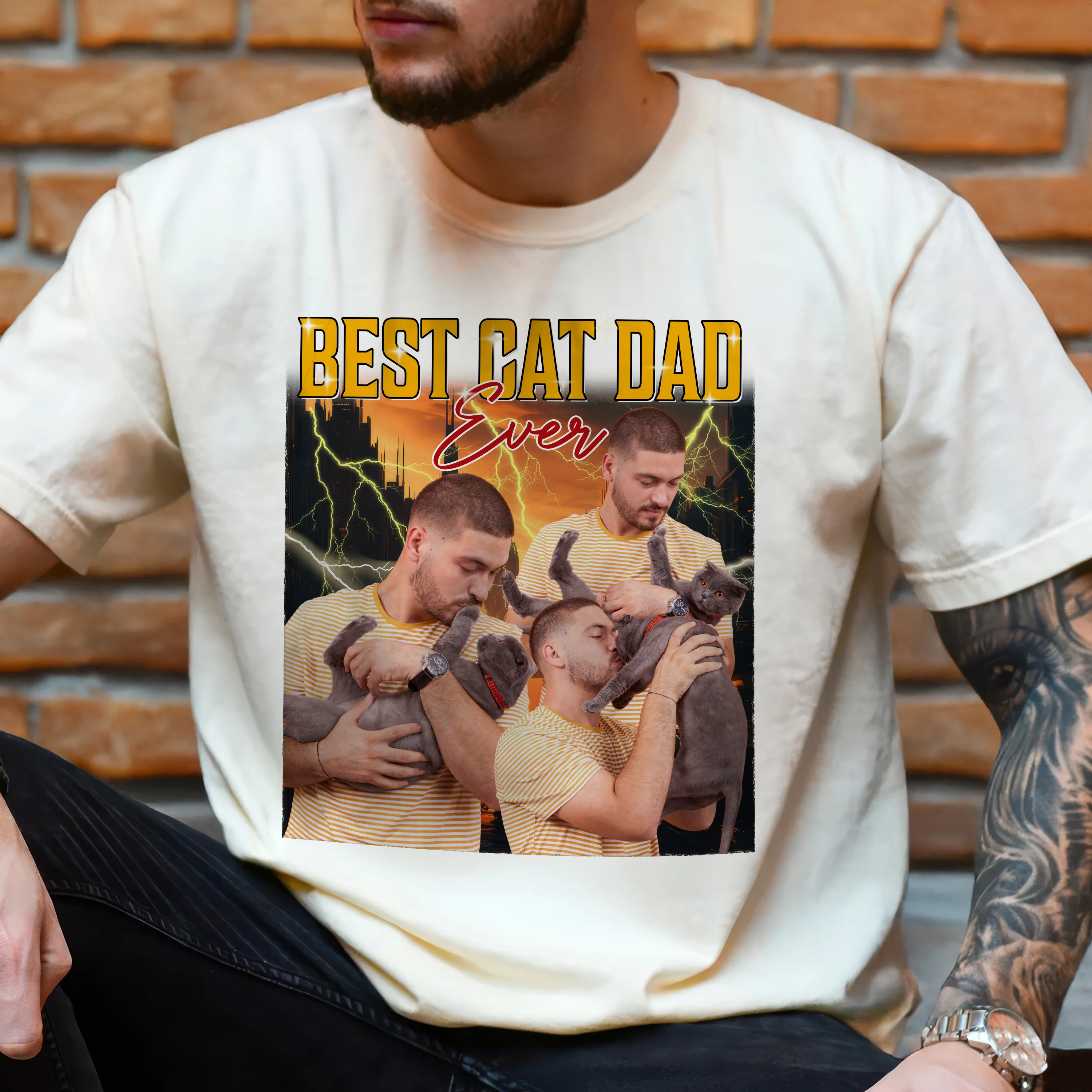 Custom Portrait Photo Cat Mom Cat Dad Vintage Style Comfort Shirt HO82 894894 - Image 6