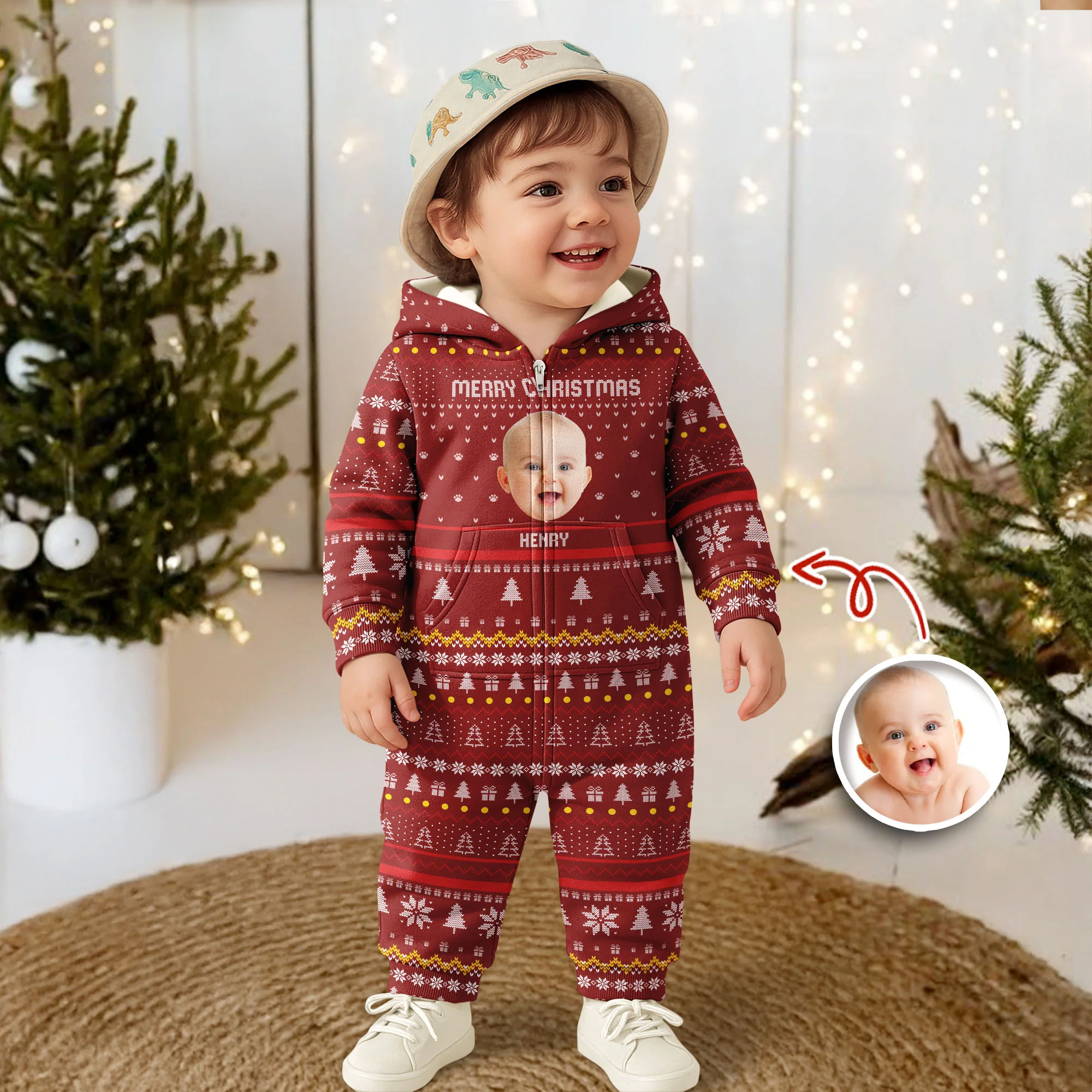 Custom Portrait Photo Merry Christmas Onesie Pajamas HO82 900640 - Image 4