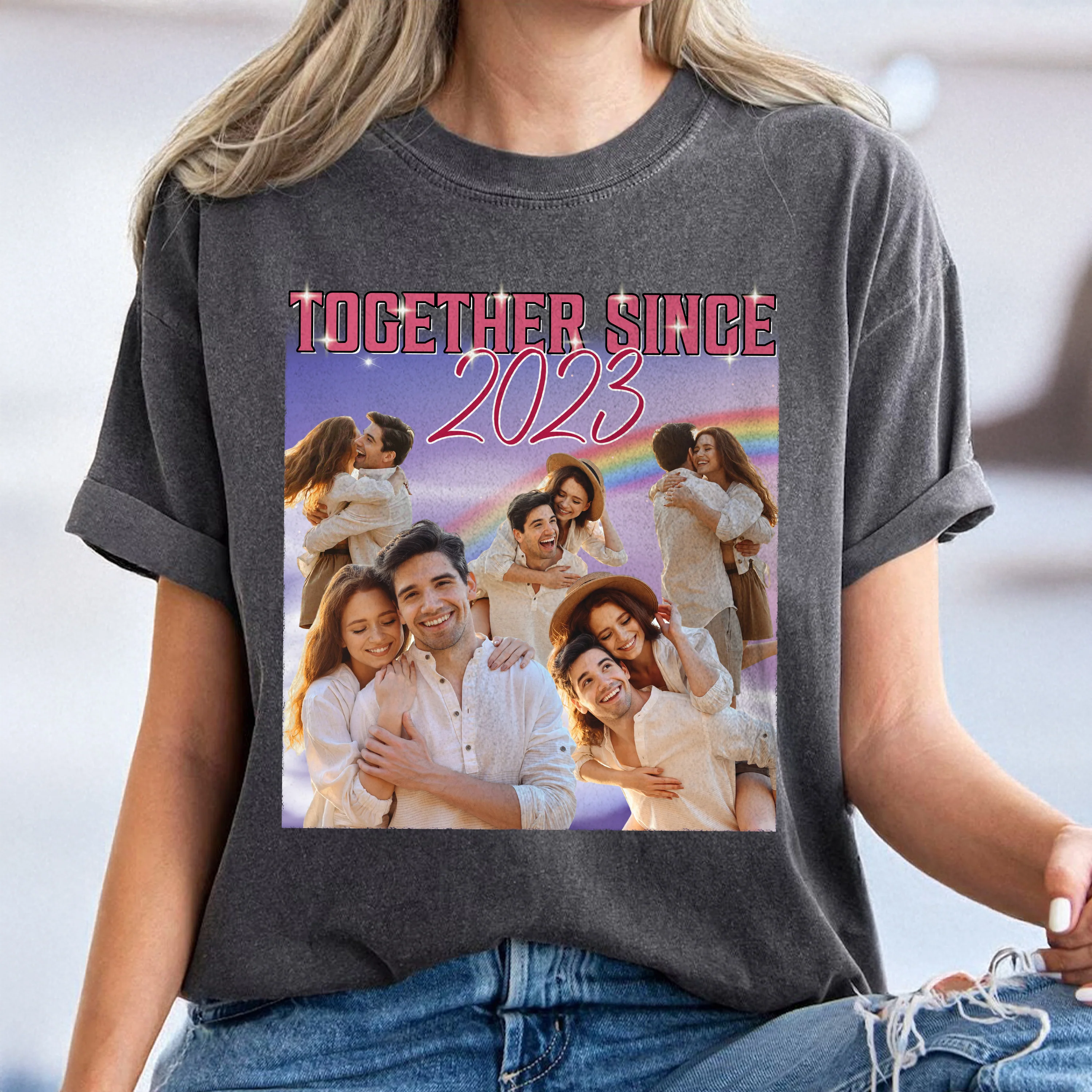 Custom Portrait Photo Together Since Vintage Style Couple Comfort Shirt HO82 894900 - Image 2