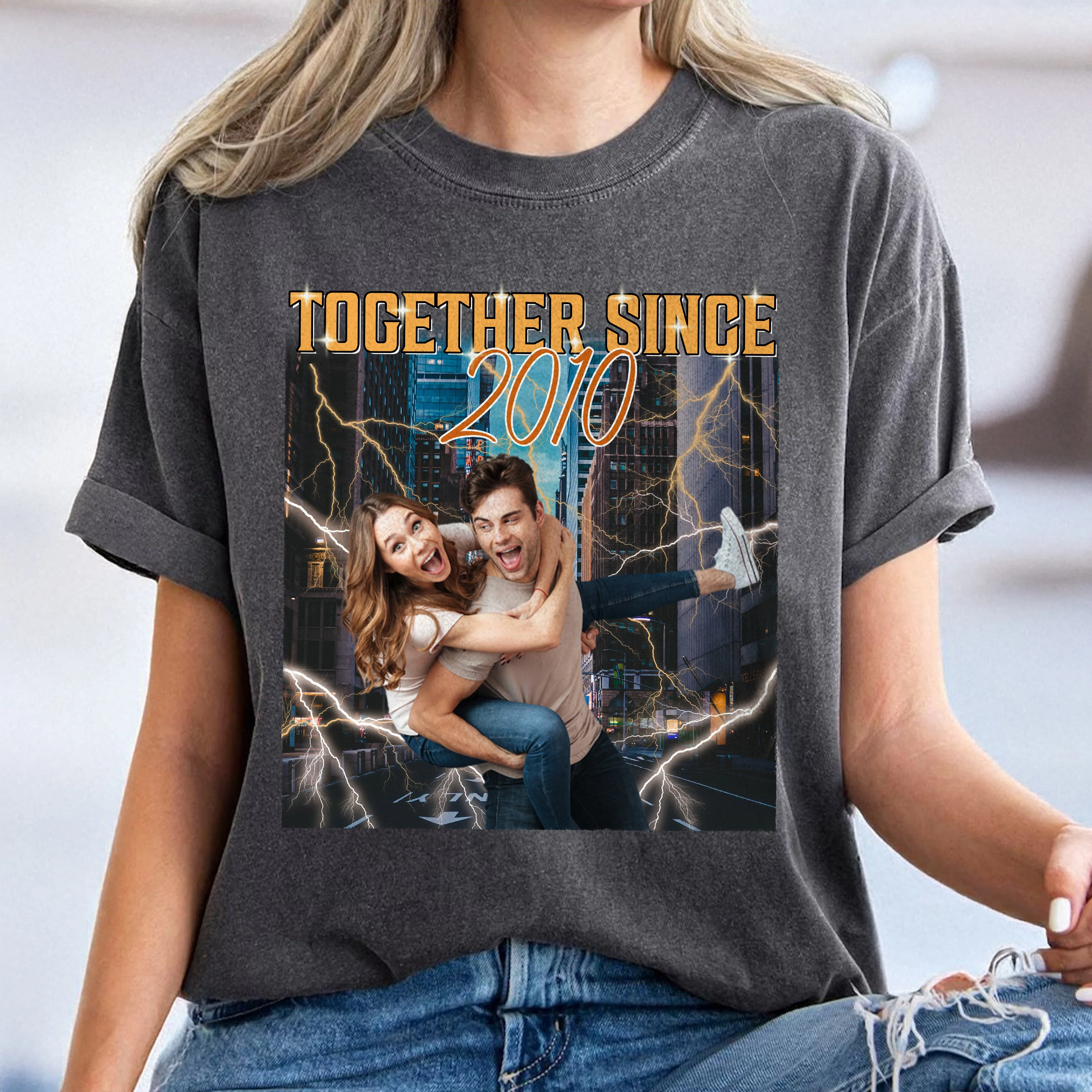Custom Portrait Photo Together Since Vintage Style Couple Comfort Shirt HO82 894900 - Image 3