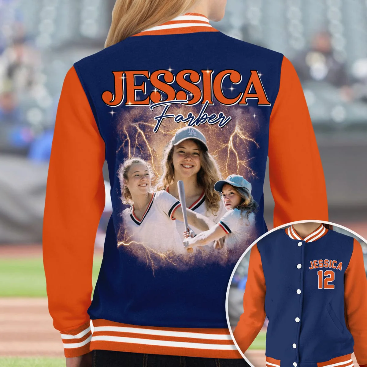 Custom Portrait Photo With Retro Style Sporty Gift For Baseball Lovers Varsity Jacket HO82 893148 - Image 3