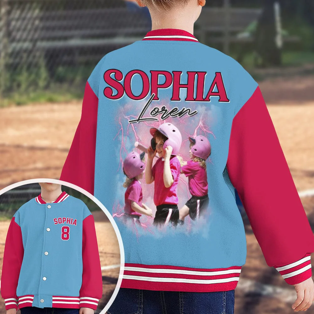 Custom Portrait Photo With Retro Style Sporty Gift For Baseball Lovers Varsity Jacket HO82 893148 - Image 4