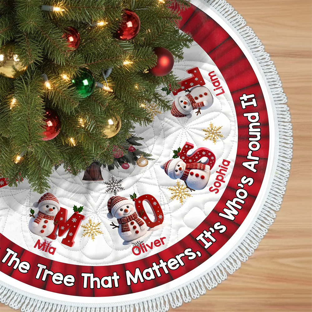 Custom Snowman Hearts Shine Together This Christmas Family Tree Skirt HO82 900062 - Image 2