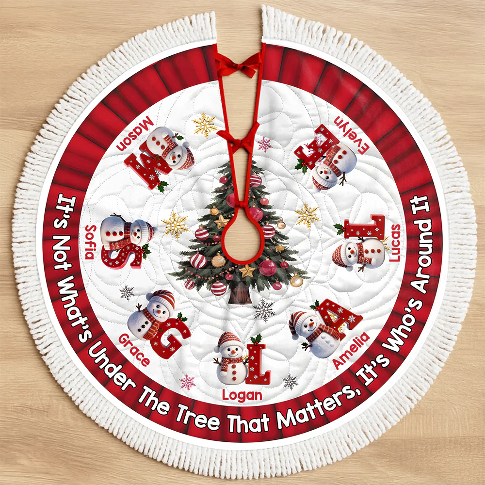 Custom Snowman Hearts Shine Together This Christmas Family Tree Skirt HO82 900062 - Image 3