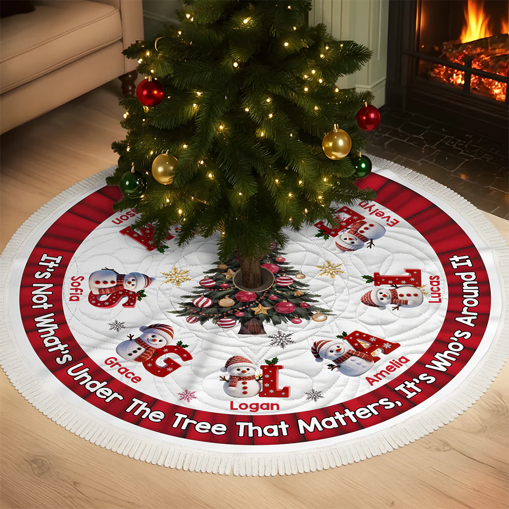 Custom Snowman Hearts Shine Together This Christmas Family Tree Skirt HO82 900062 - Image 4