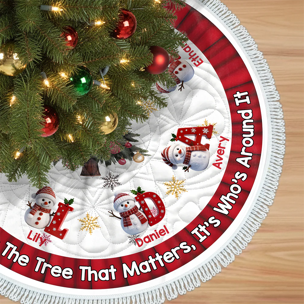 Custom Snowman Hearts Shine Together This Christmas Family Tree Skirt HO82 900062 - Image 5