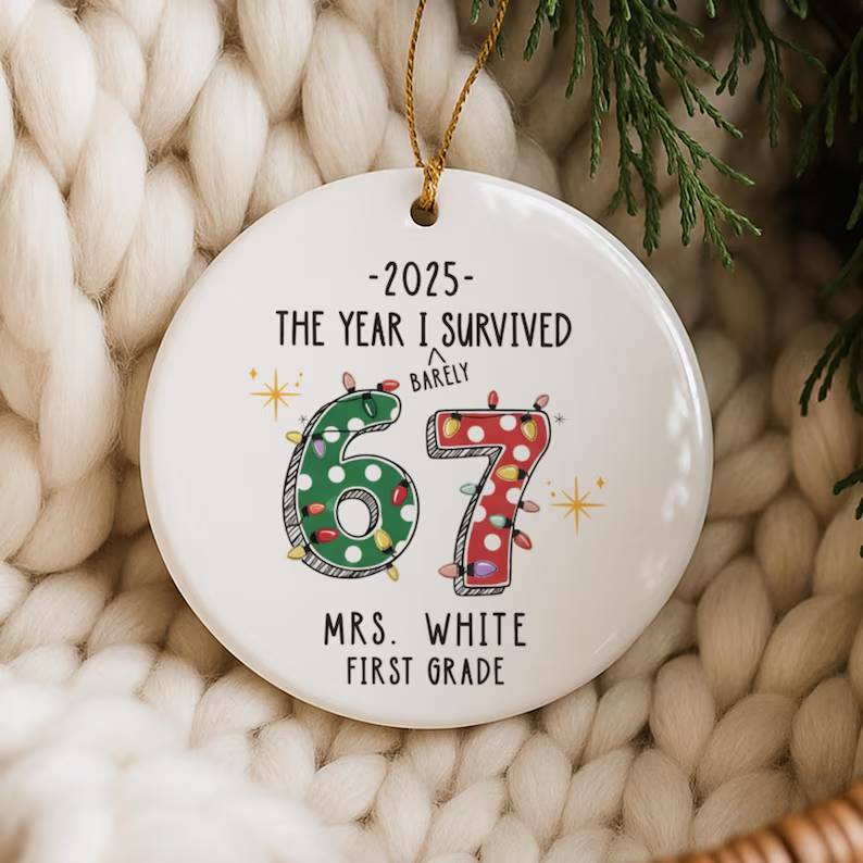Custom Teacher 67 Funny Ceramic Ornament HO82 900520 - Image 2