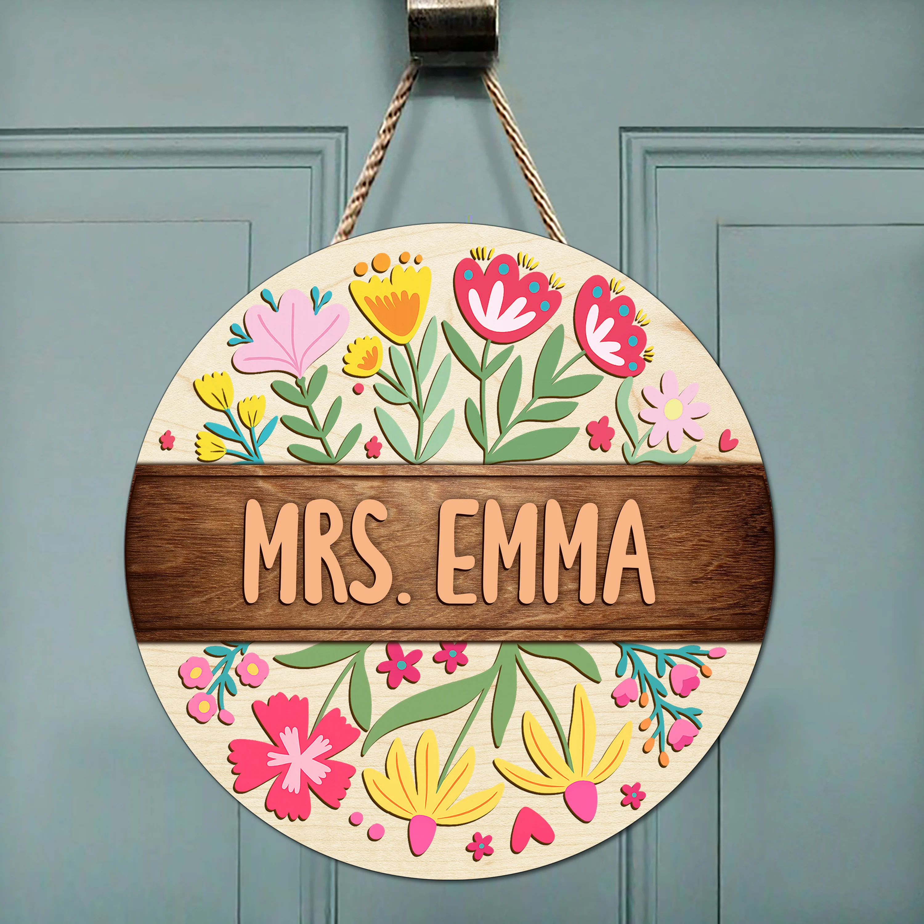 Custom Teacher Name With Floral Layer Doorsign, Back To School Gift HO82 894302 - Image 5