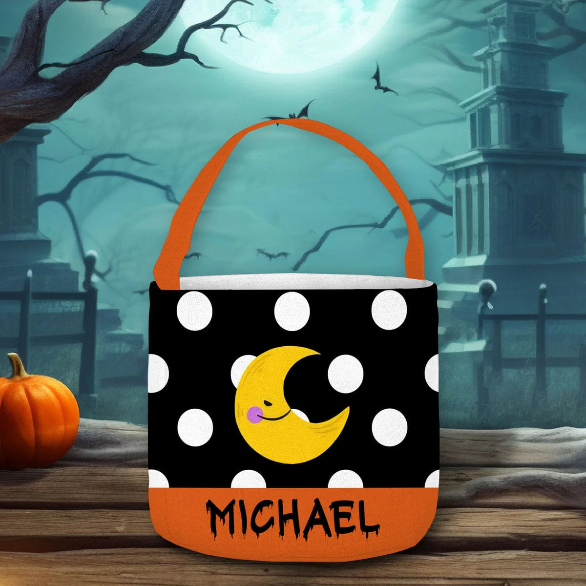 Customized With Bats And Witches Pattern Halloween Basket Personalized Gift T368 889620