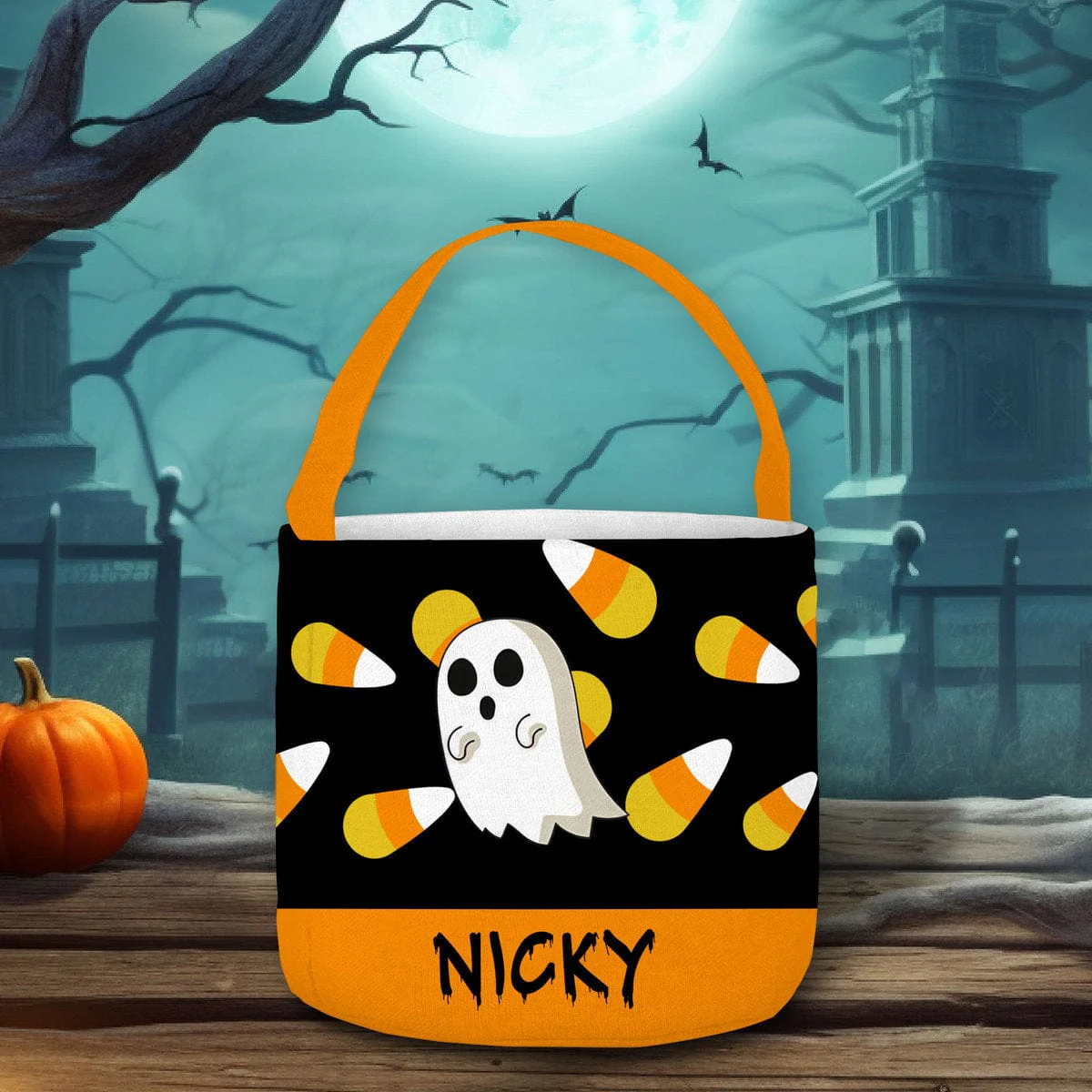 Customized With Bats And Witches Pattern Halloween Basket Personalized Gift T368 889620 - Image 4