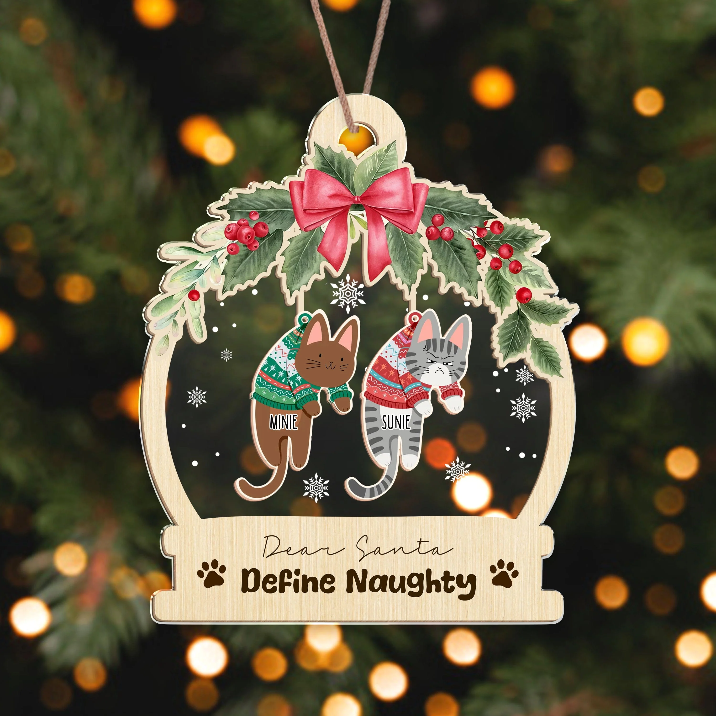 Cute Hanging Cats Gift For Cat Lovers Ornament Personalized Gift HO82 893122 - Image 3