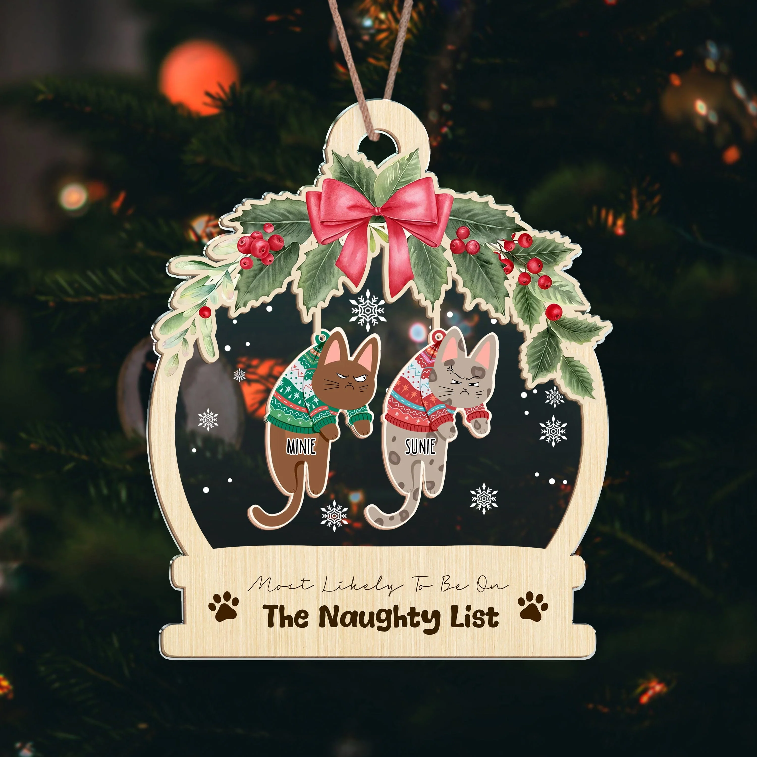 Cute Hanging Cats Gift For Cat Lovers Ornament Personalized Gift HO82 893122 - Image 4